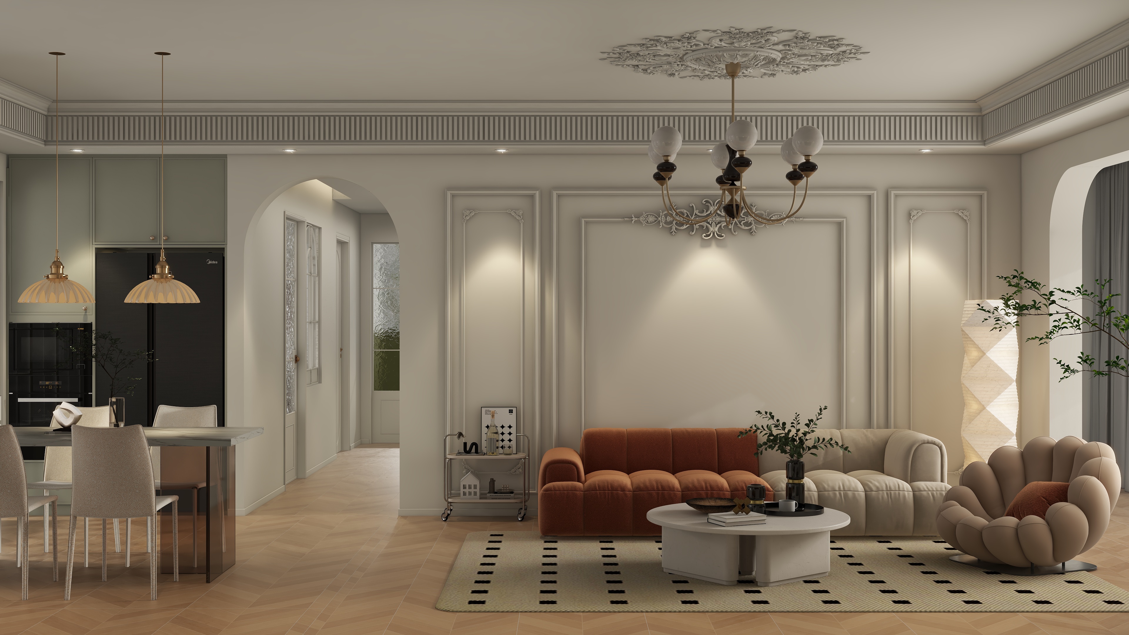 设计师珂源-武汉二十四城美式129㎡3室装修效果图