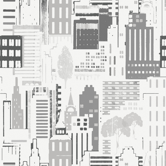 Modern Urban Silhouette Wallpaper 3D Model in Black