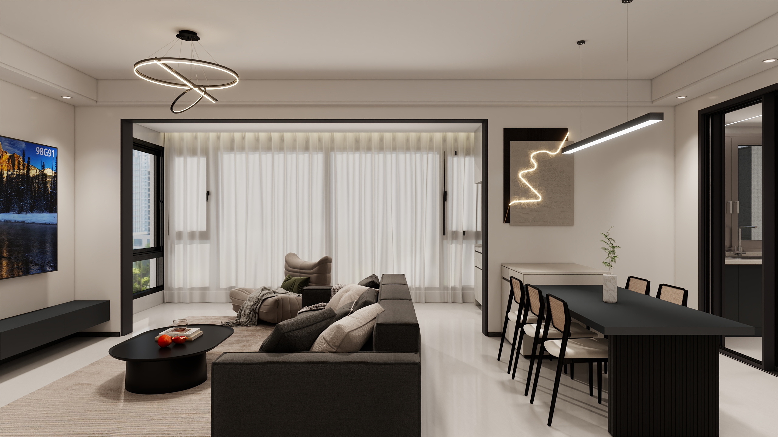 Designer飞-132平黑白极简-装修设计方案