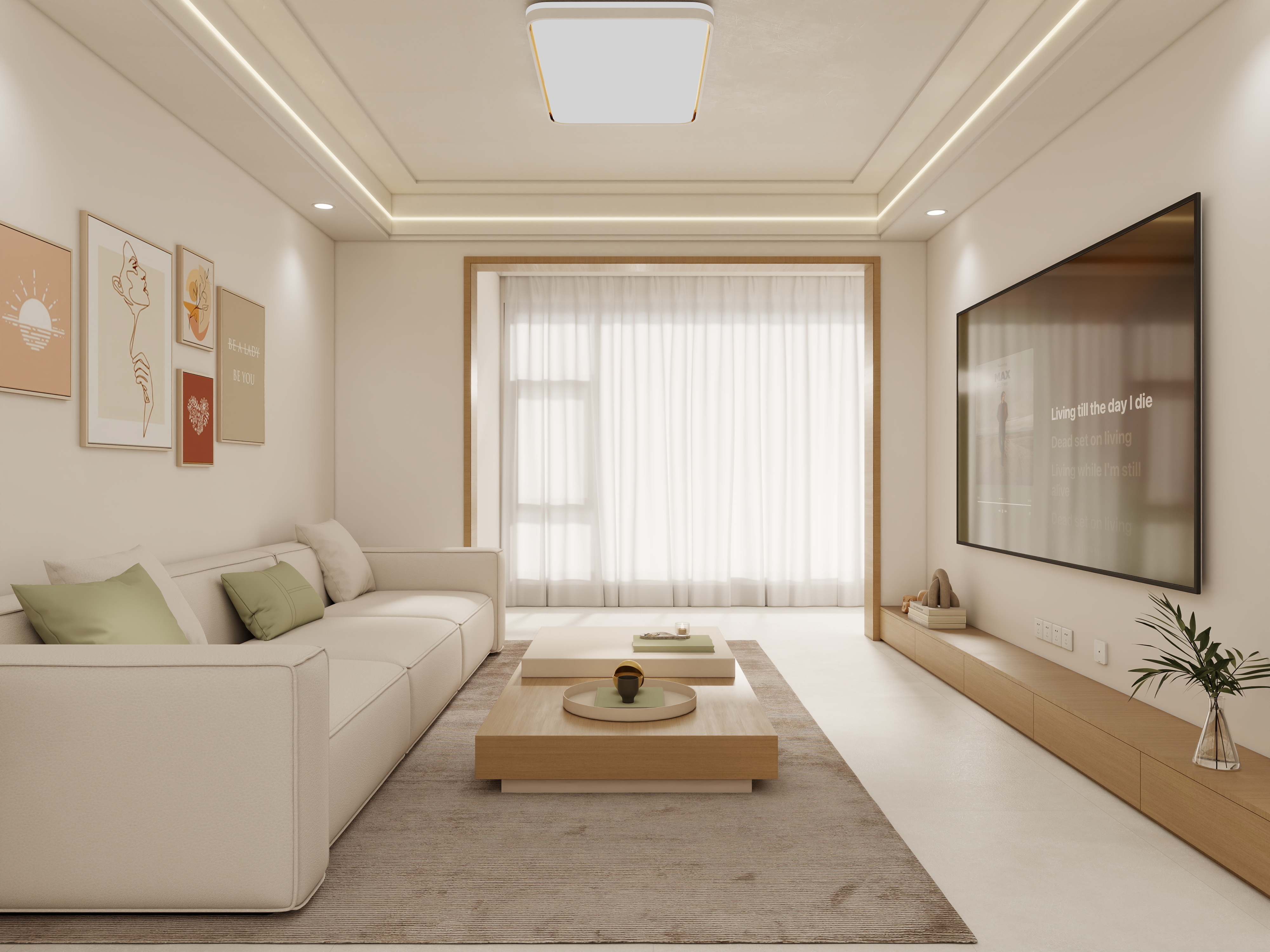 壹诺设计工作室-105㎡3室-原木风装修效果图