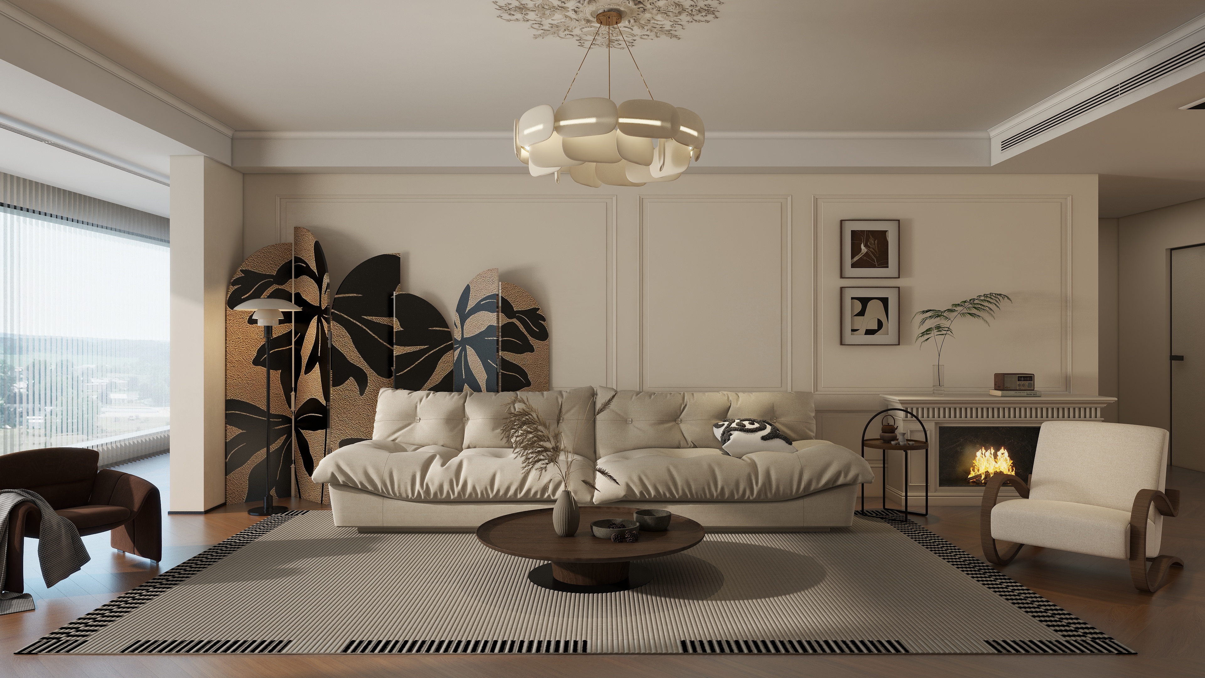 飞鸟设计工作室-200㎡法式中古风，当雅致胡桃木融入旧时光故事。-副本-装修设计方案