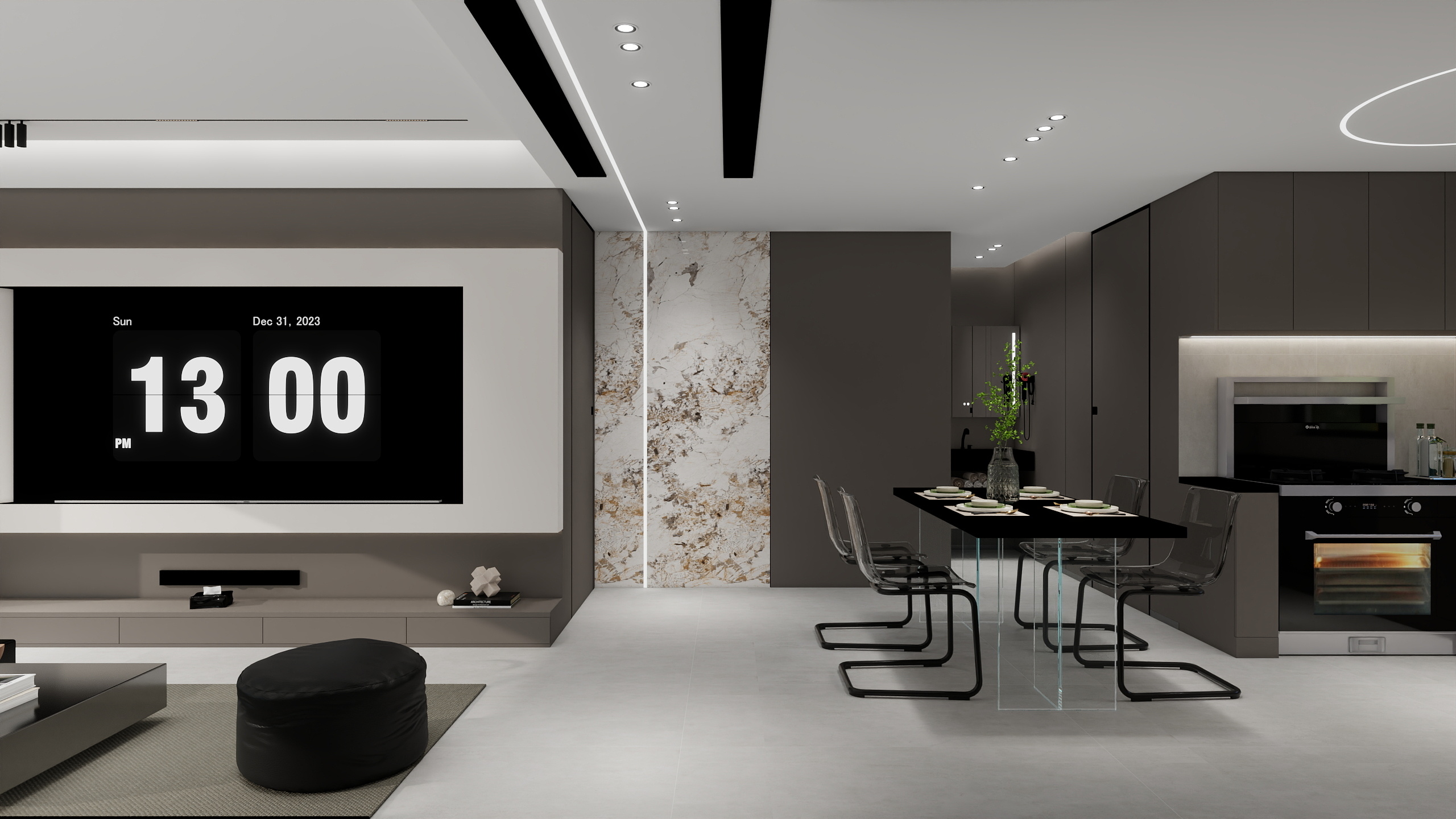 三筑装饰-设计师-集贤华府120m²黑白灰-装修设计方案