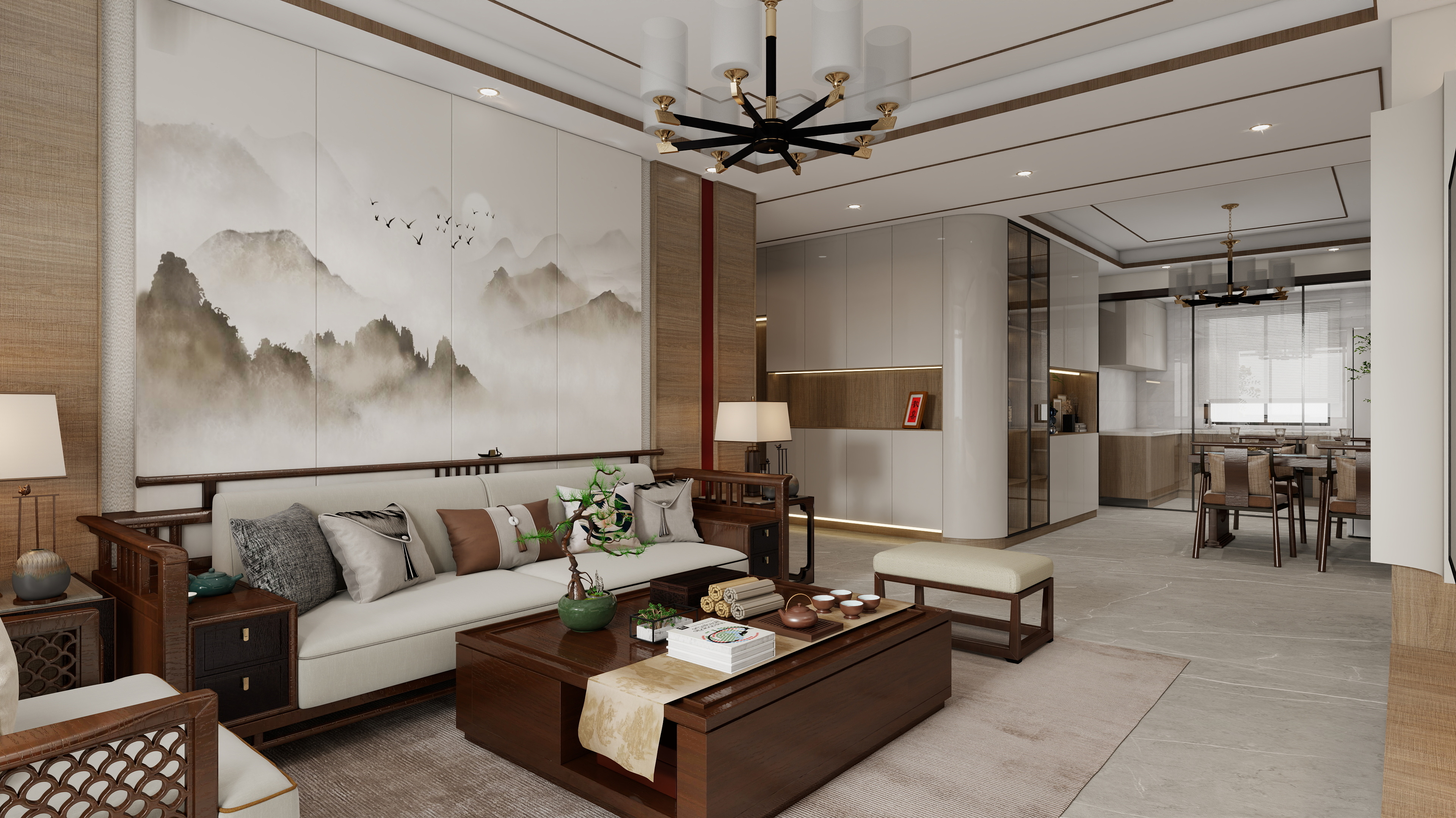 胖头鱼设计-翡翠城140㎡新中式风格四室-装修设计方案