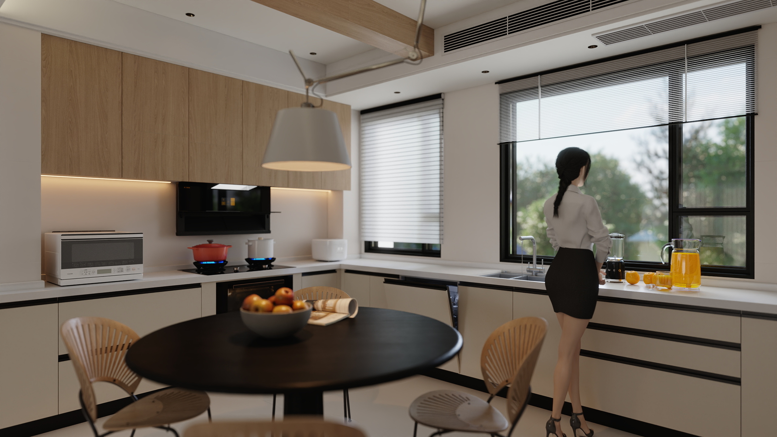 王飞丨星尘设计-150平现代原木色三房-闲适空间装修效果图