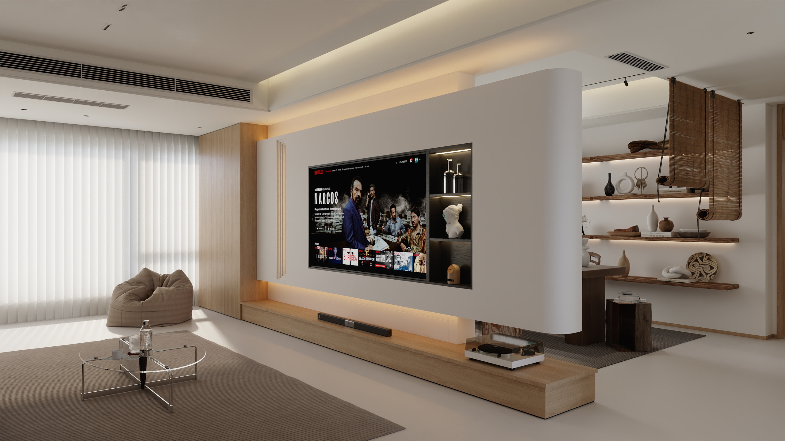 王飞丨星尘设计-150平现代原木色三房-闲适空间装修效果图