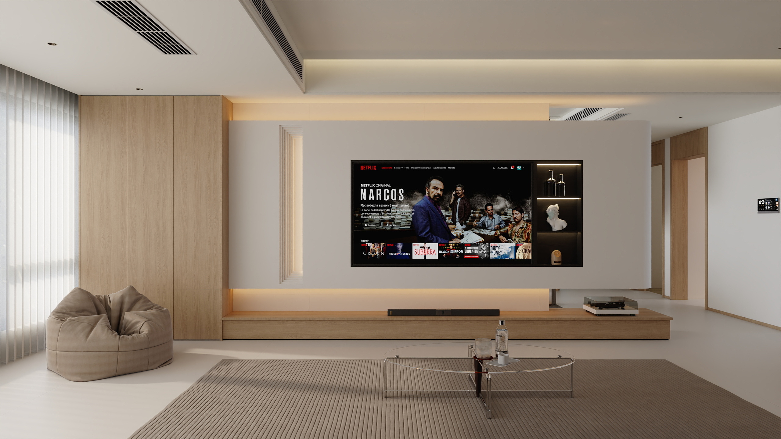 王飞丨星尘设计-150平现代原木色三房-闲适空间-装修设计方案