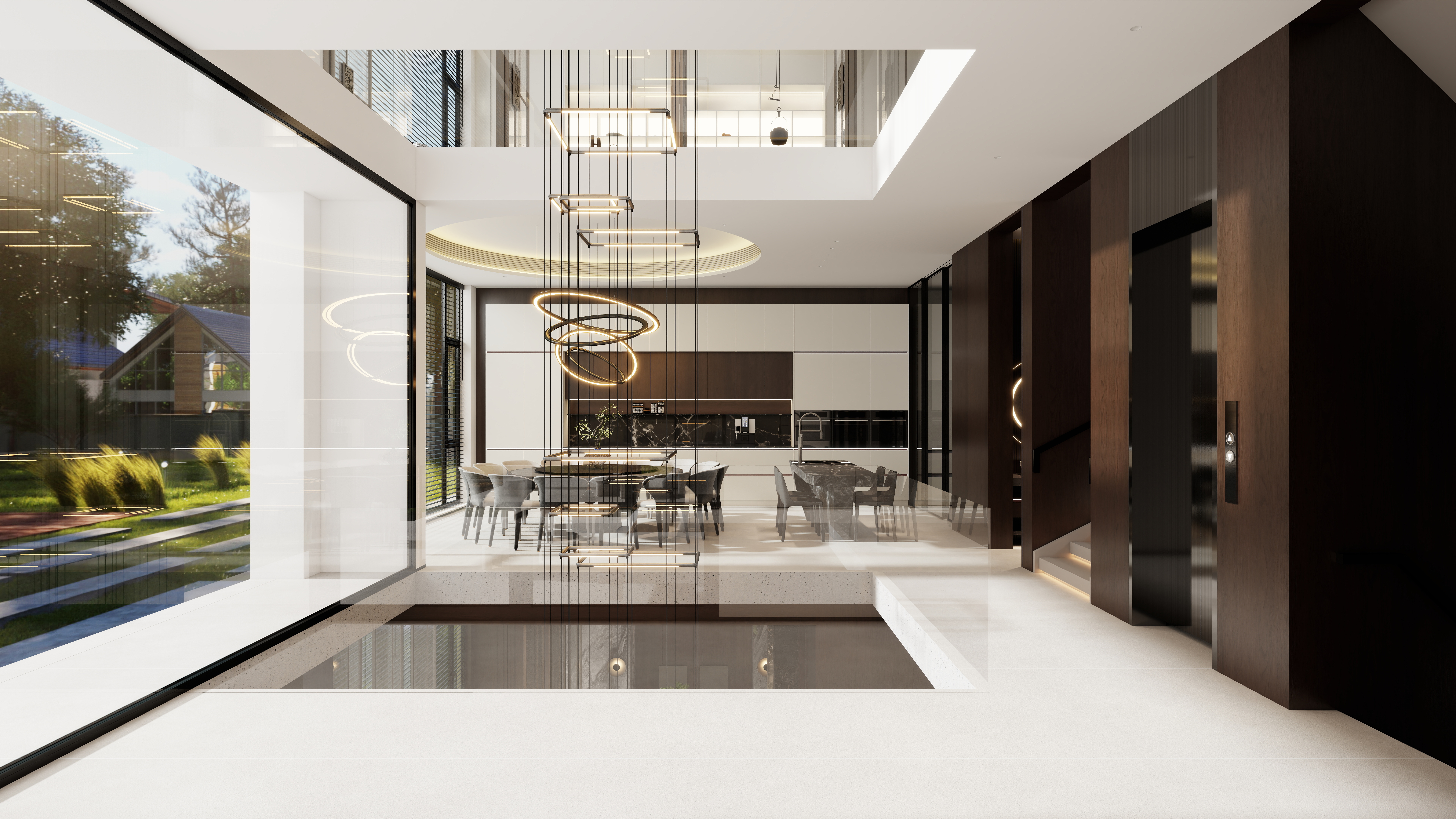 茶韵风轻-意式极简四层665平别墅装修效果图