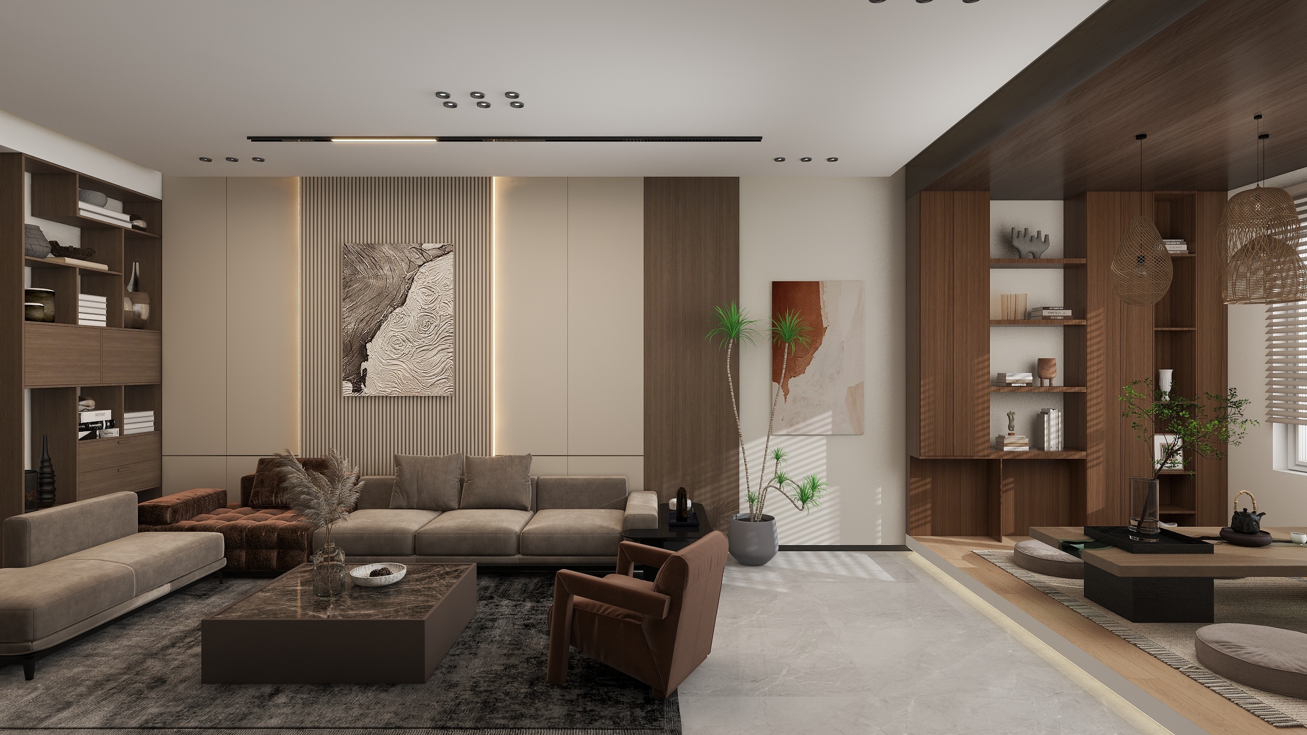 一坤一-新中式客厅66㎡-装修设计方案