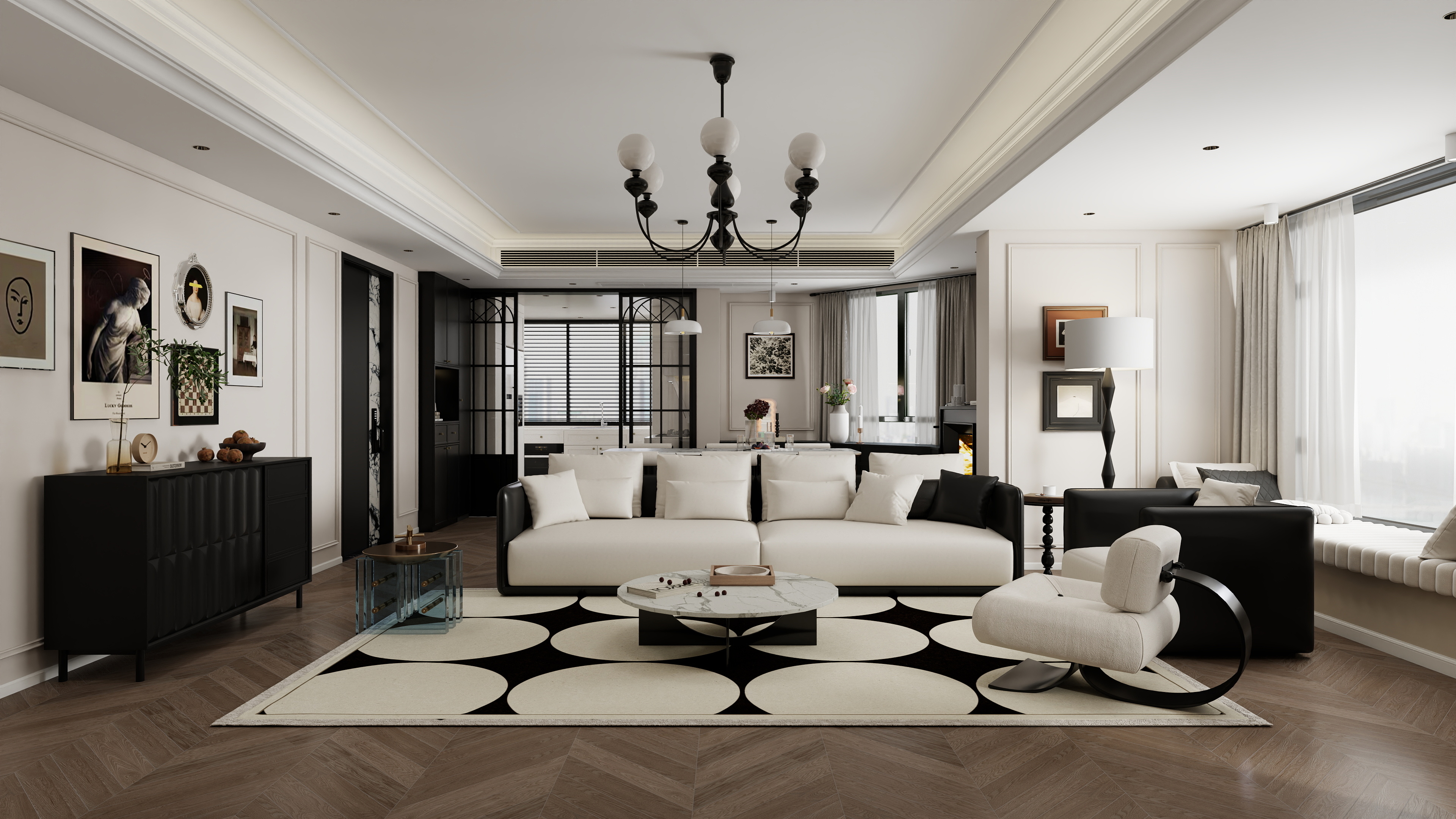 张煜强煜境设计-170平米简约法式大平层装修效果图