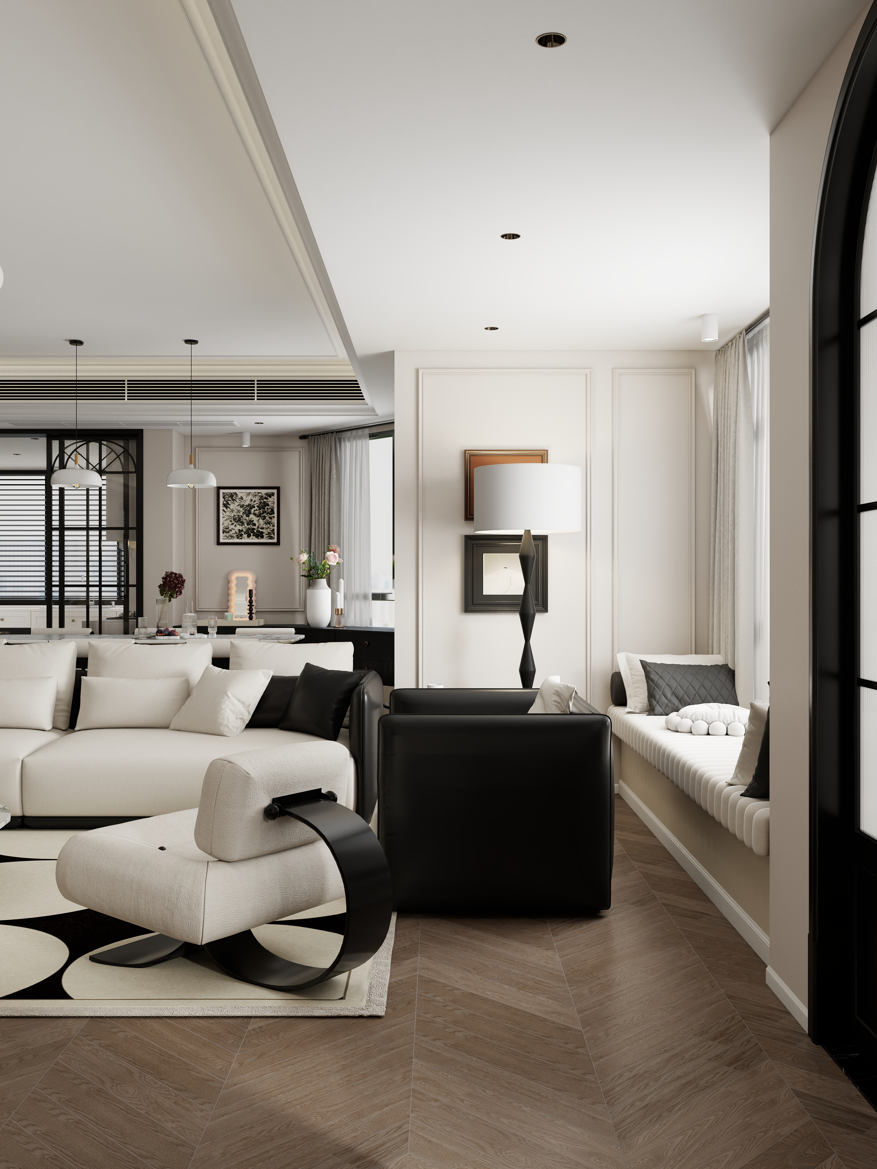 张煜强煜境设计-170平米简约法式大平层装修效果图