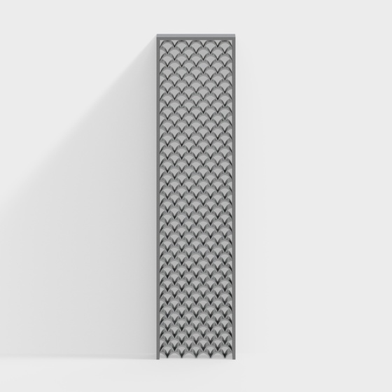 New Chinese-Style Hollow Partition 3D Model in Gray