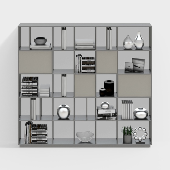 Modern Gray Storage Cabinet 3D Model for Functional Spaces