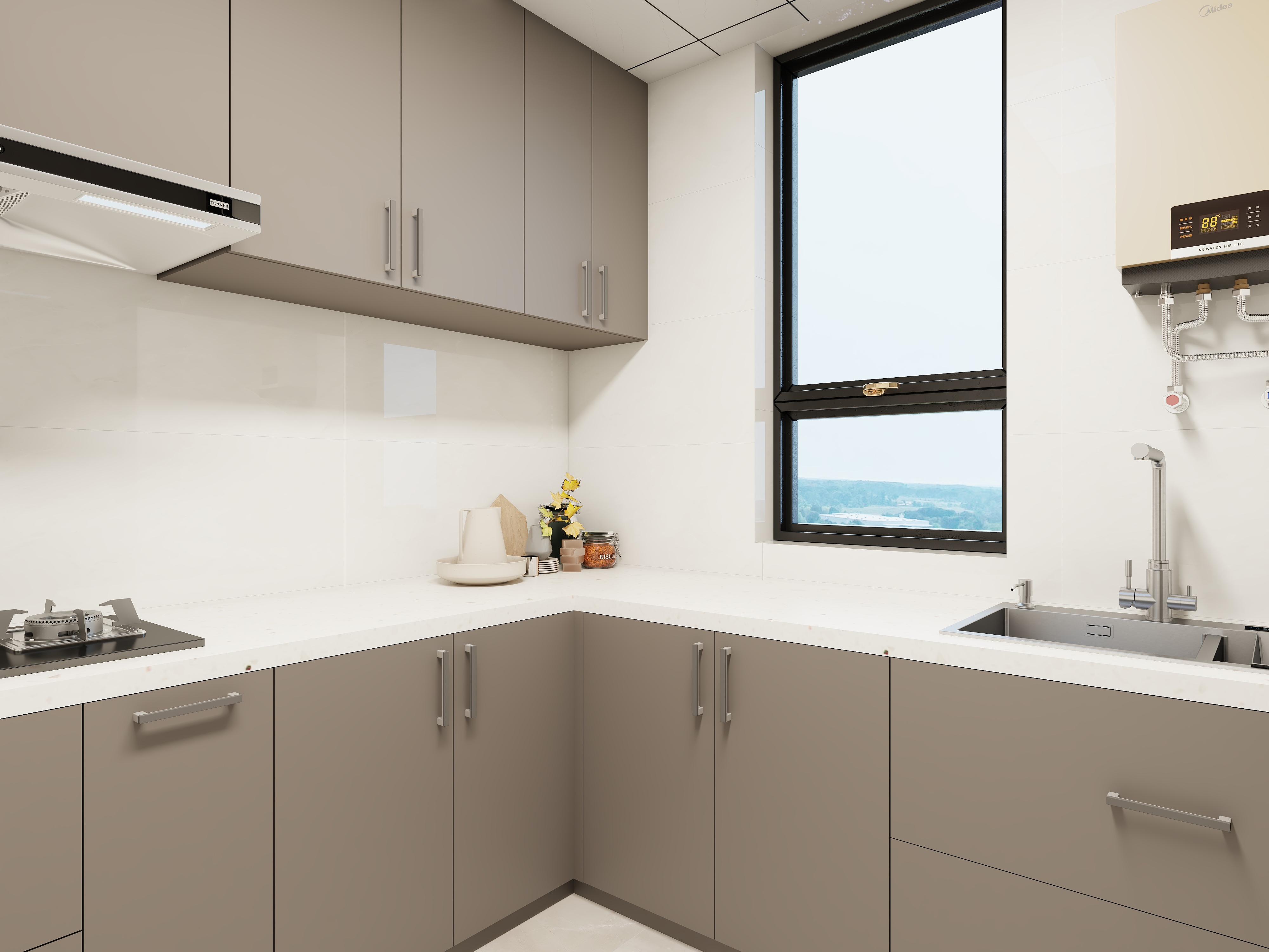 野狼盼月6661-兰州新区绿地六期现代简约99㎡3室装修效果图