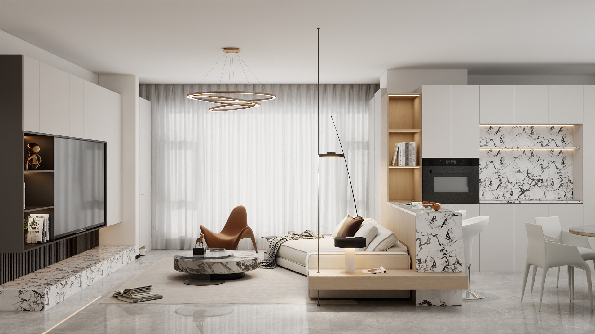 吴爽- 125m²现代黑白灰风格装修效果图