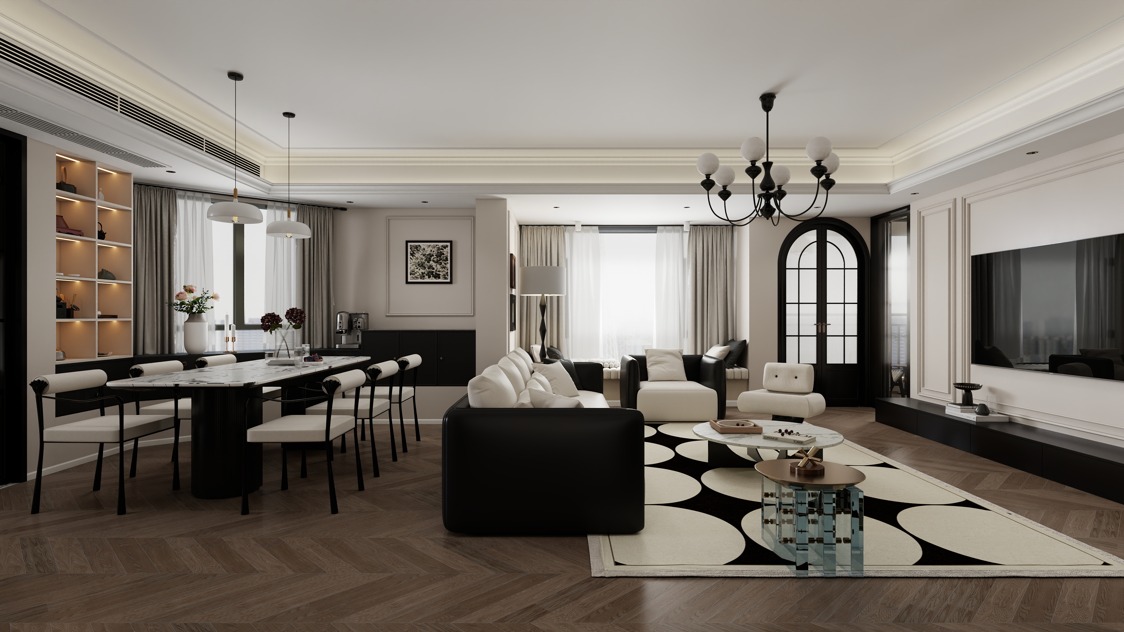 张煜强煜境设计-170平米简约法式大平层装修效果图