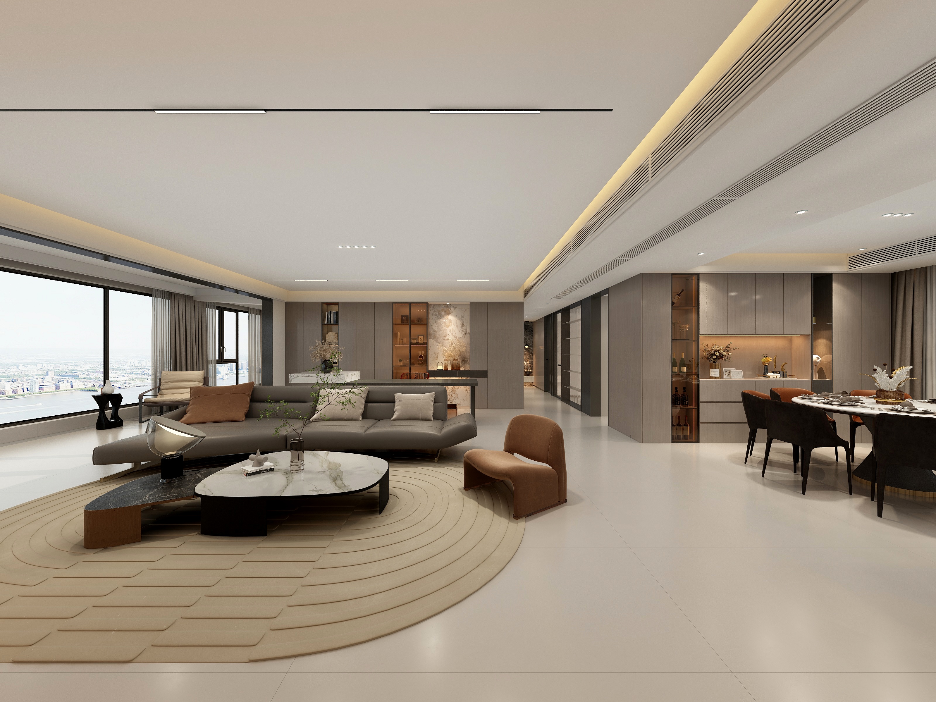 杨华-宋韵装饰—碧桂园现代风287平五房三卫装修效果图