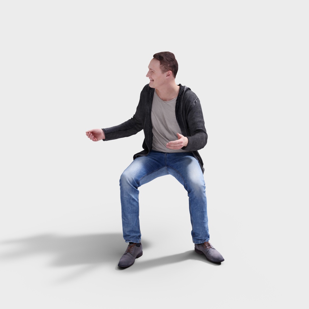 现代坐着男子3D模型
