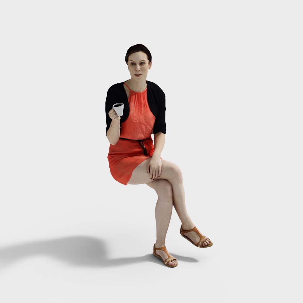 现代坐着女子3D模型