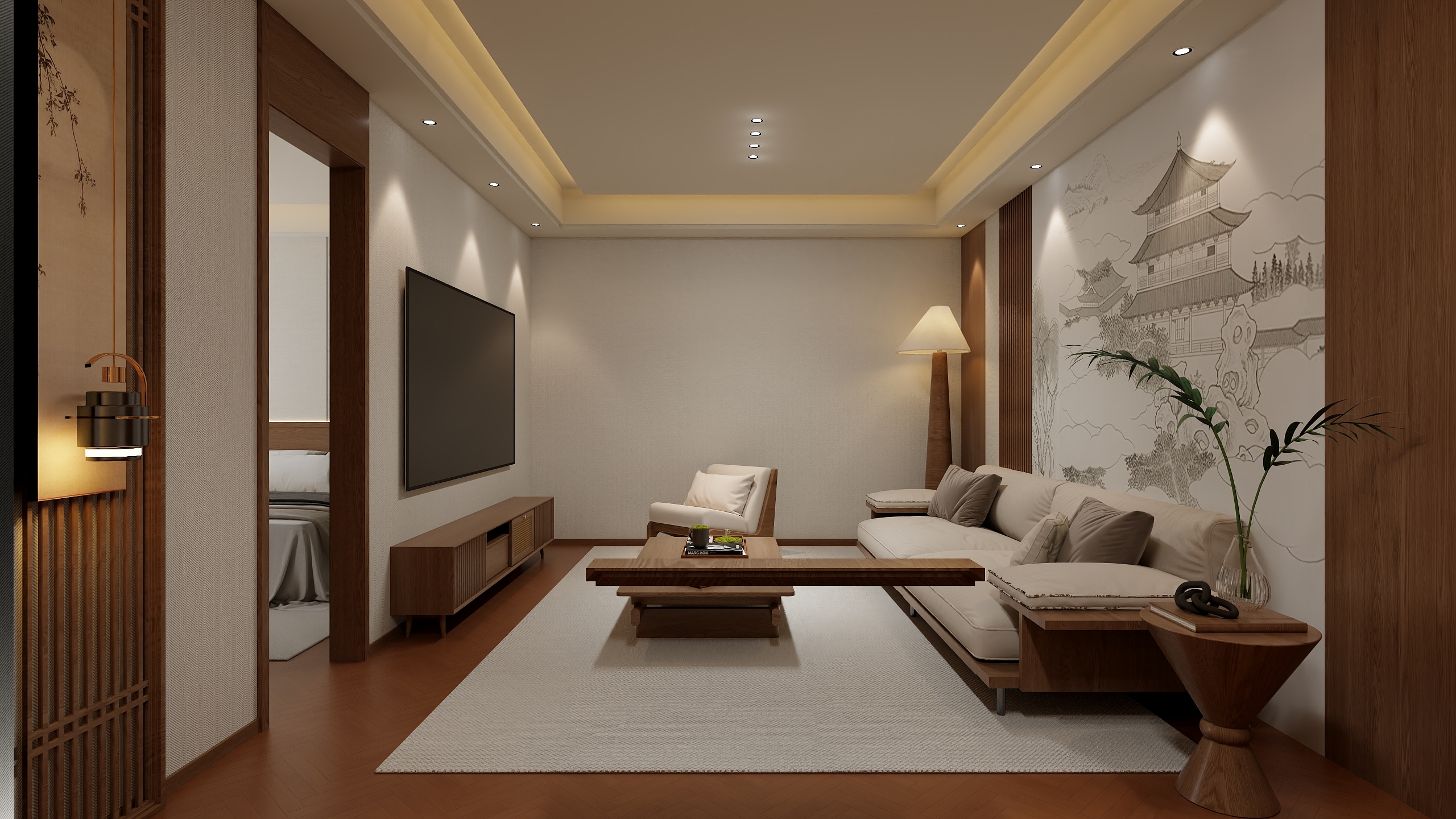 不ai画图-宋氏新中式 110㎡2室装修效果图