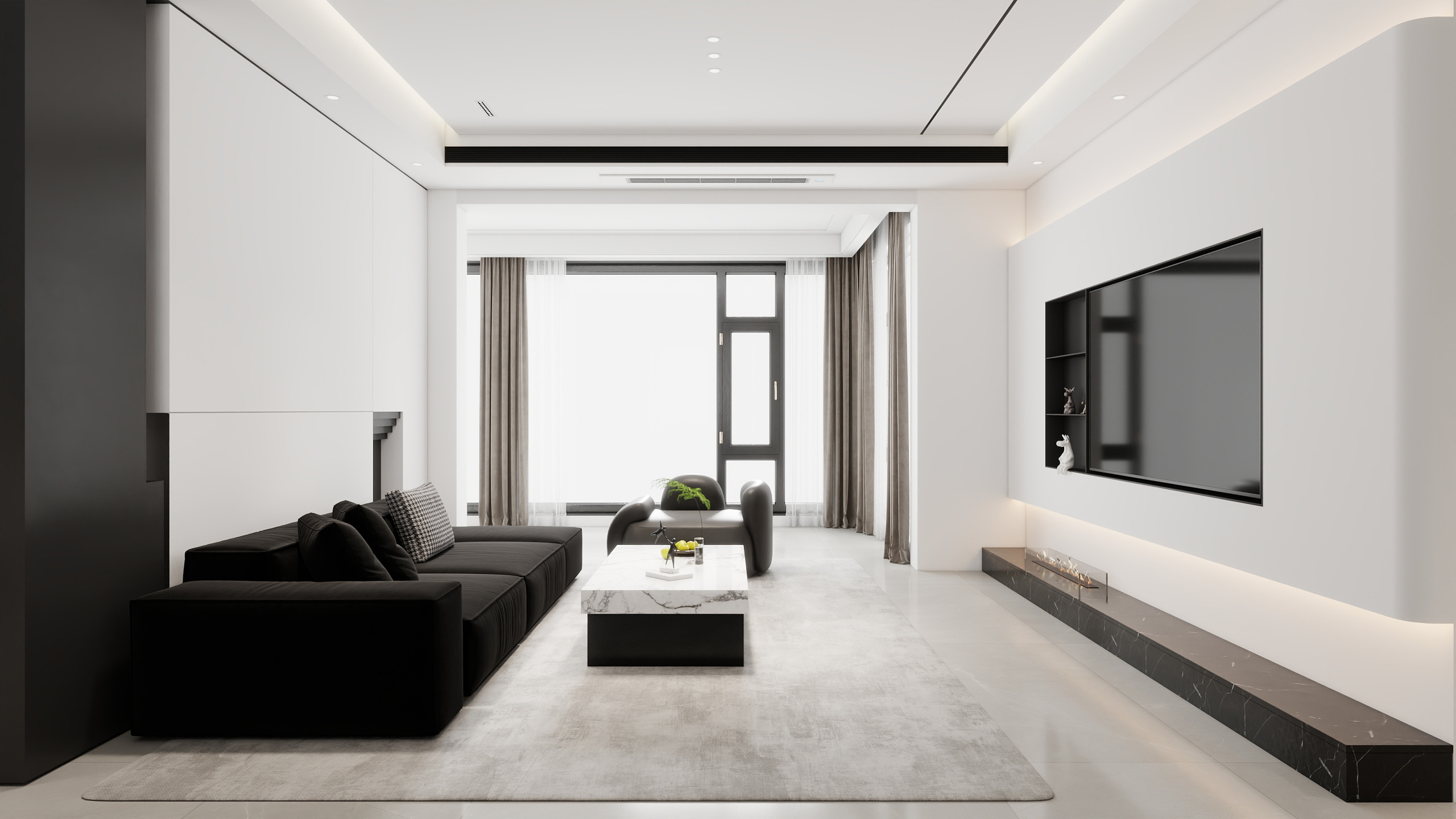 宇辰装饰.小孟-東方時代印139㎡黑白极简-装修设计方案