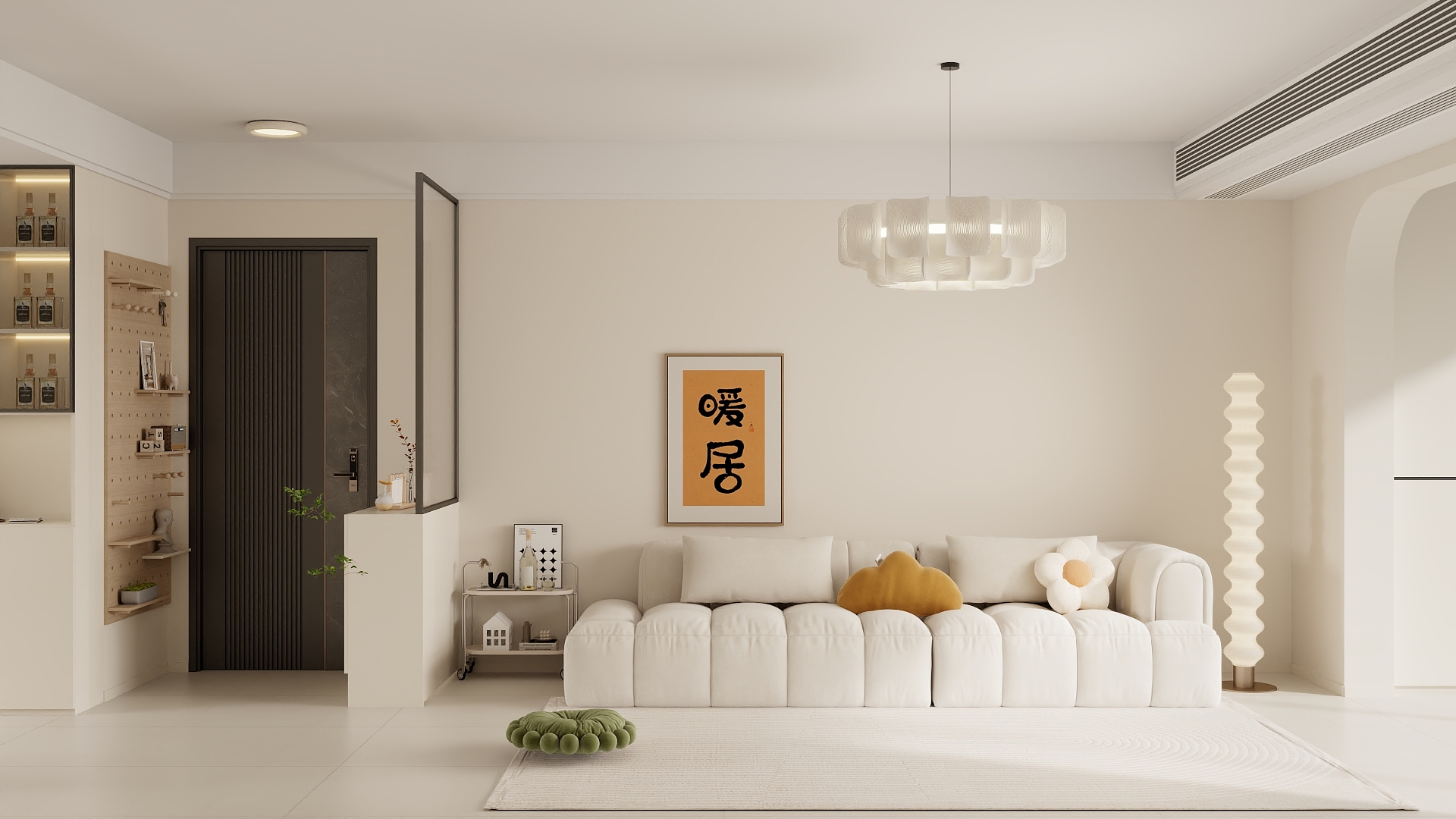 吴爽-119m²奶油简约风格设计装修效果图