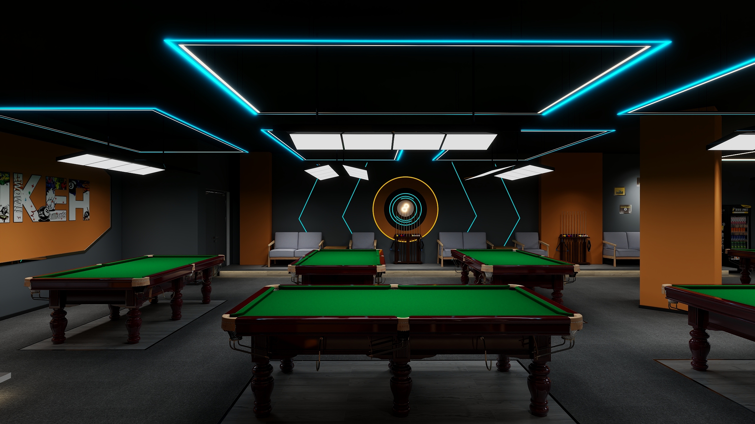 一个小伟-台球厅-最新-装修设计方案