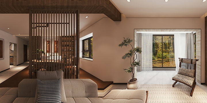 三维全景效果图-131㎡3室-装修设计方案