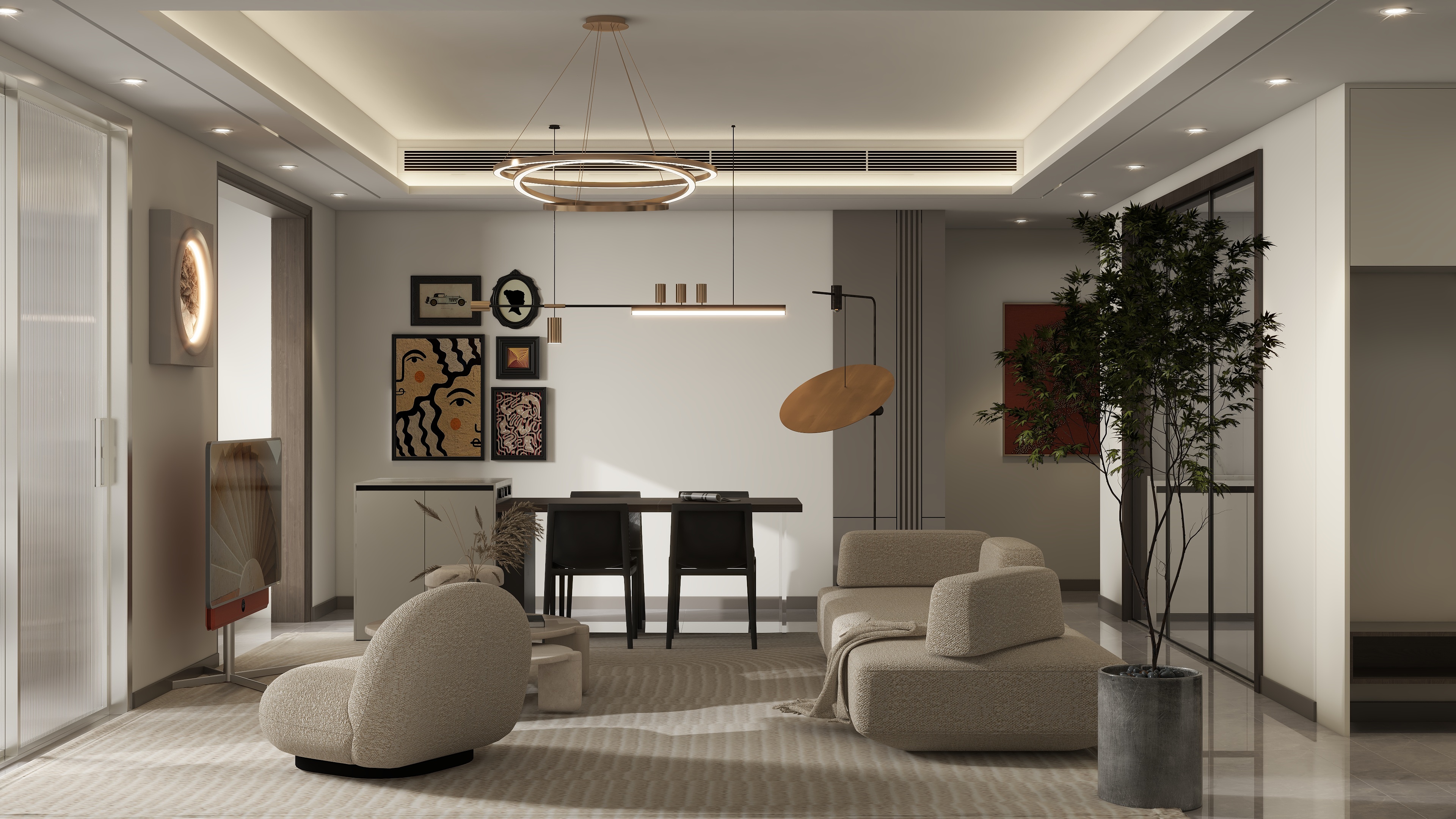 设计师珂源-万科四季花城侘寂153㎡4室装修效果图