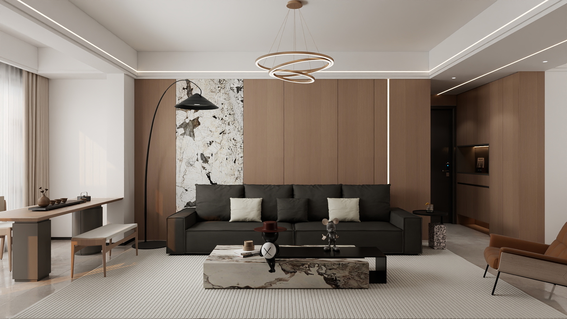 吴爽-123m²意式轻奢风格设计装修效果图