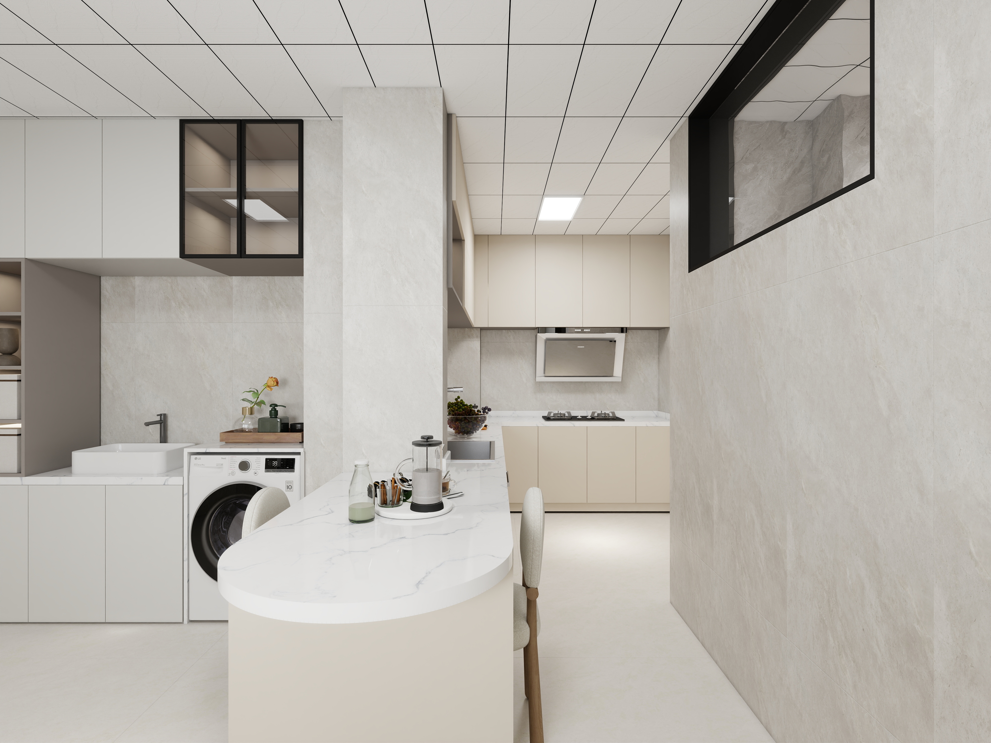 艺雅丽-135平现代奶油风装修效果图