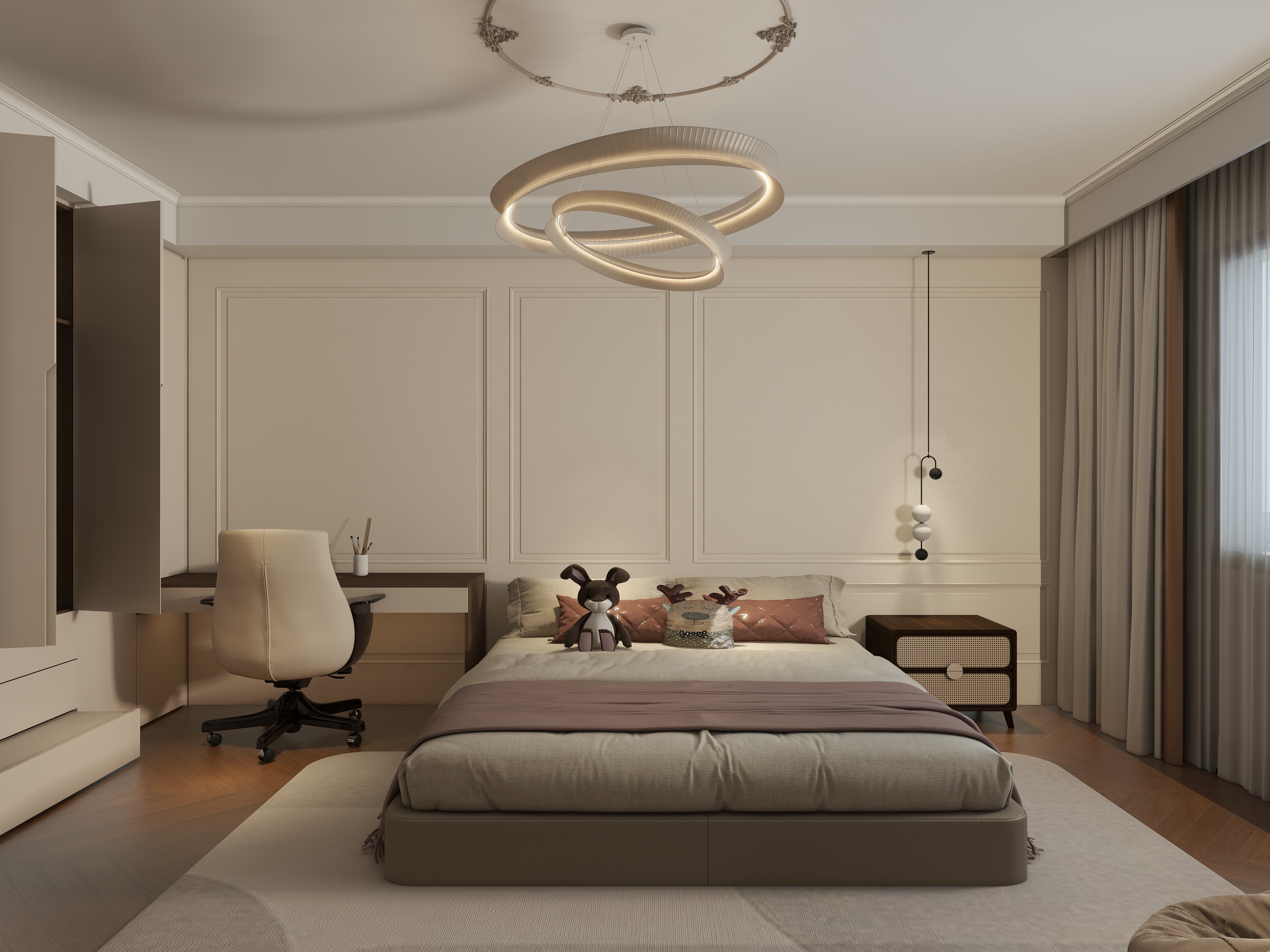 大金空调官方-200㎡法式中古风，当雅致胡桃木融入旧时光故事。装修效果图