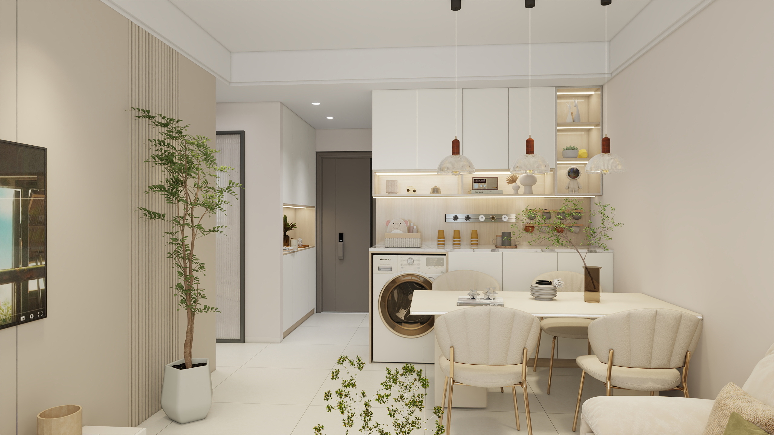 李青越-55平奶油风两居室样板间装修效果图