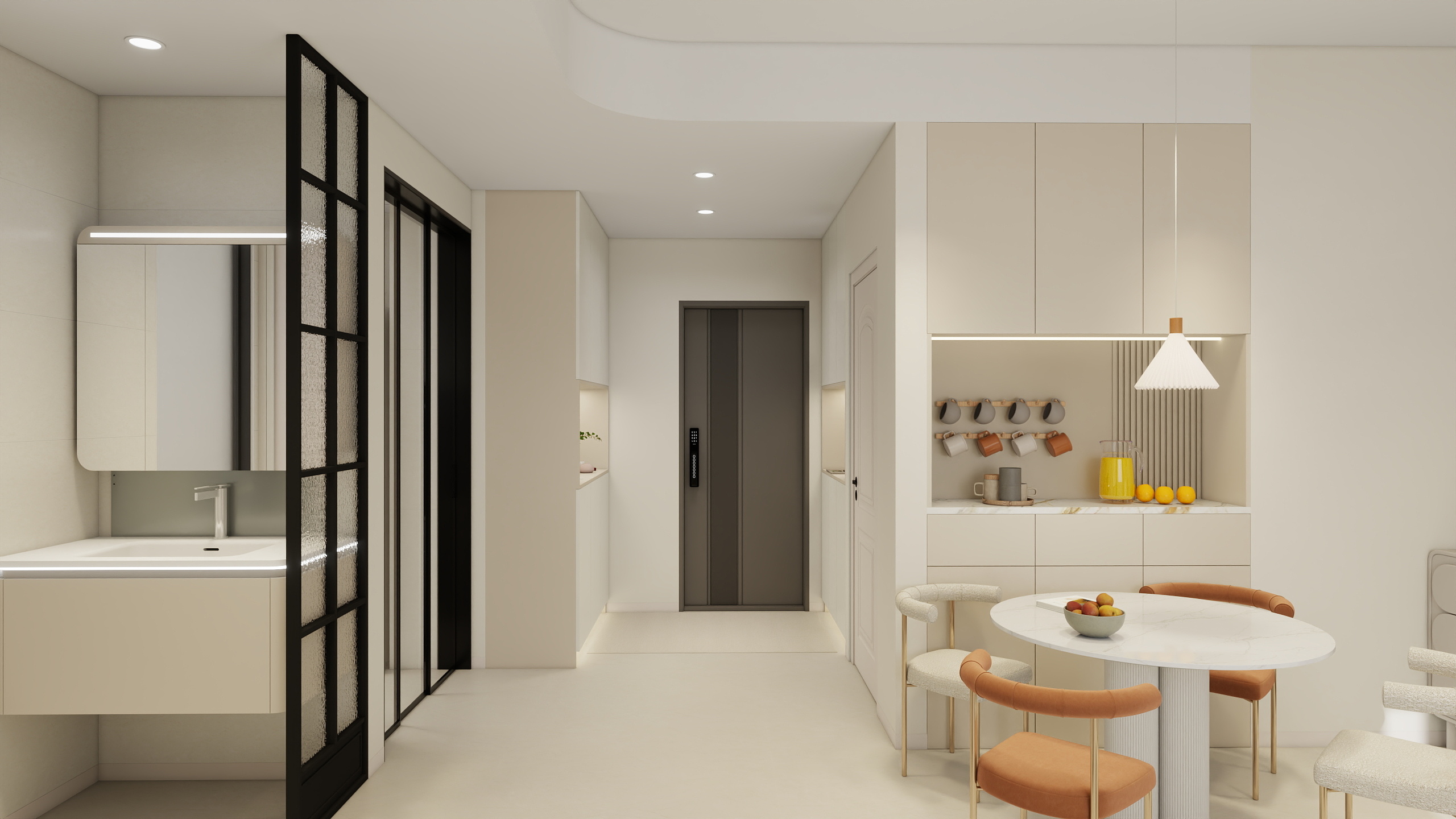 李青越-69平奶油风两居室样板间装修效果图