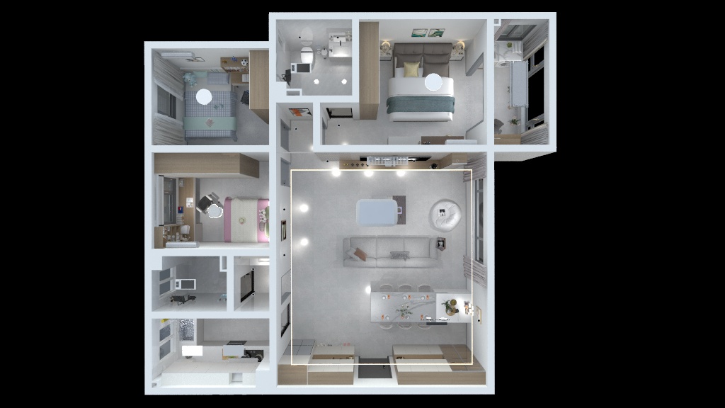 西安筑宅装饰-郭渠社区136三室-装修设计方案
