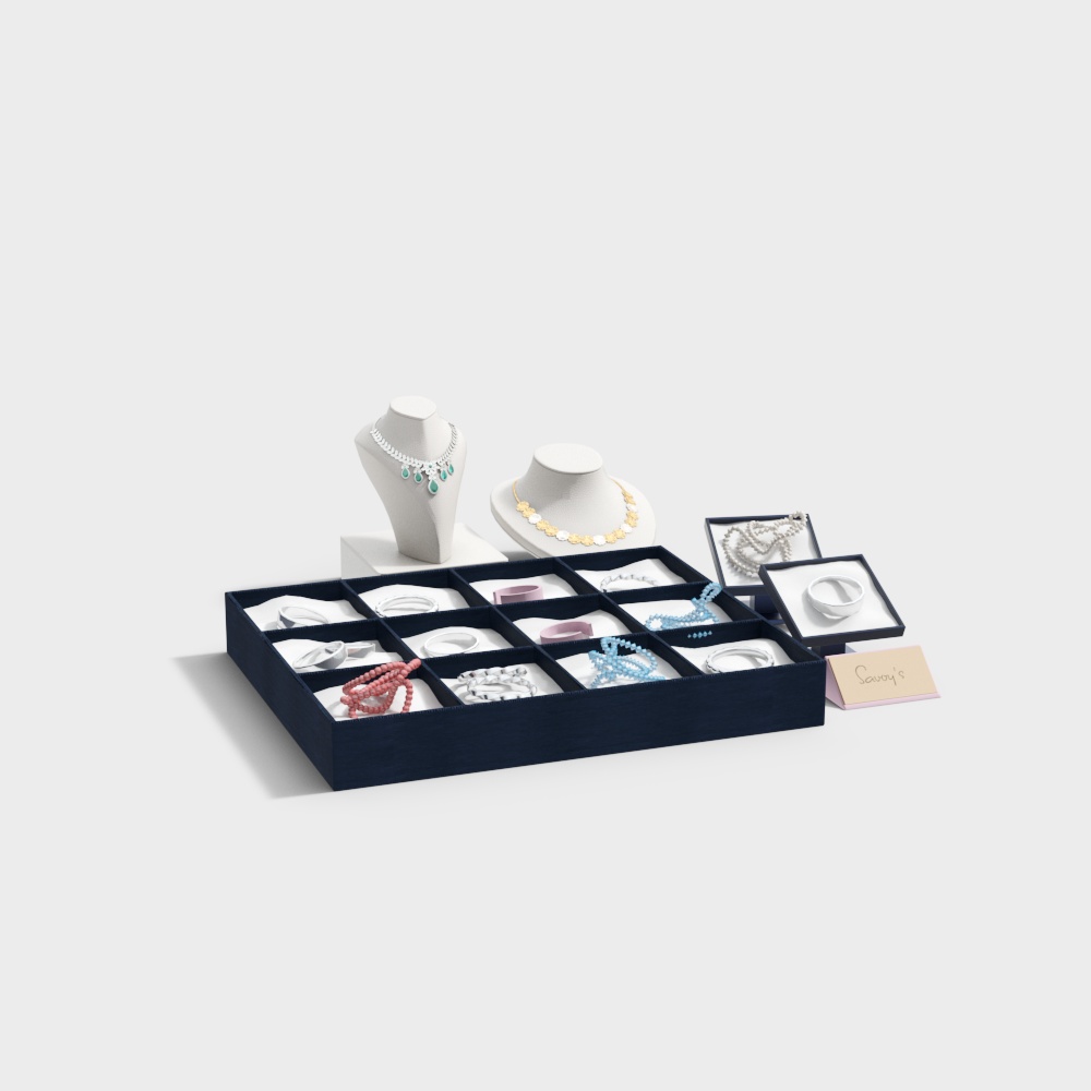 现代项链手链饰品组合3D模型