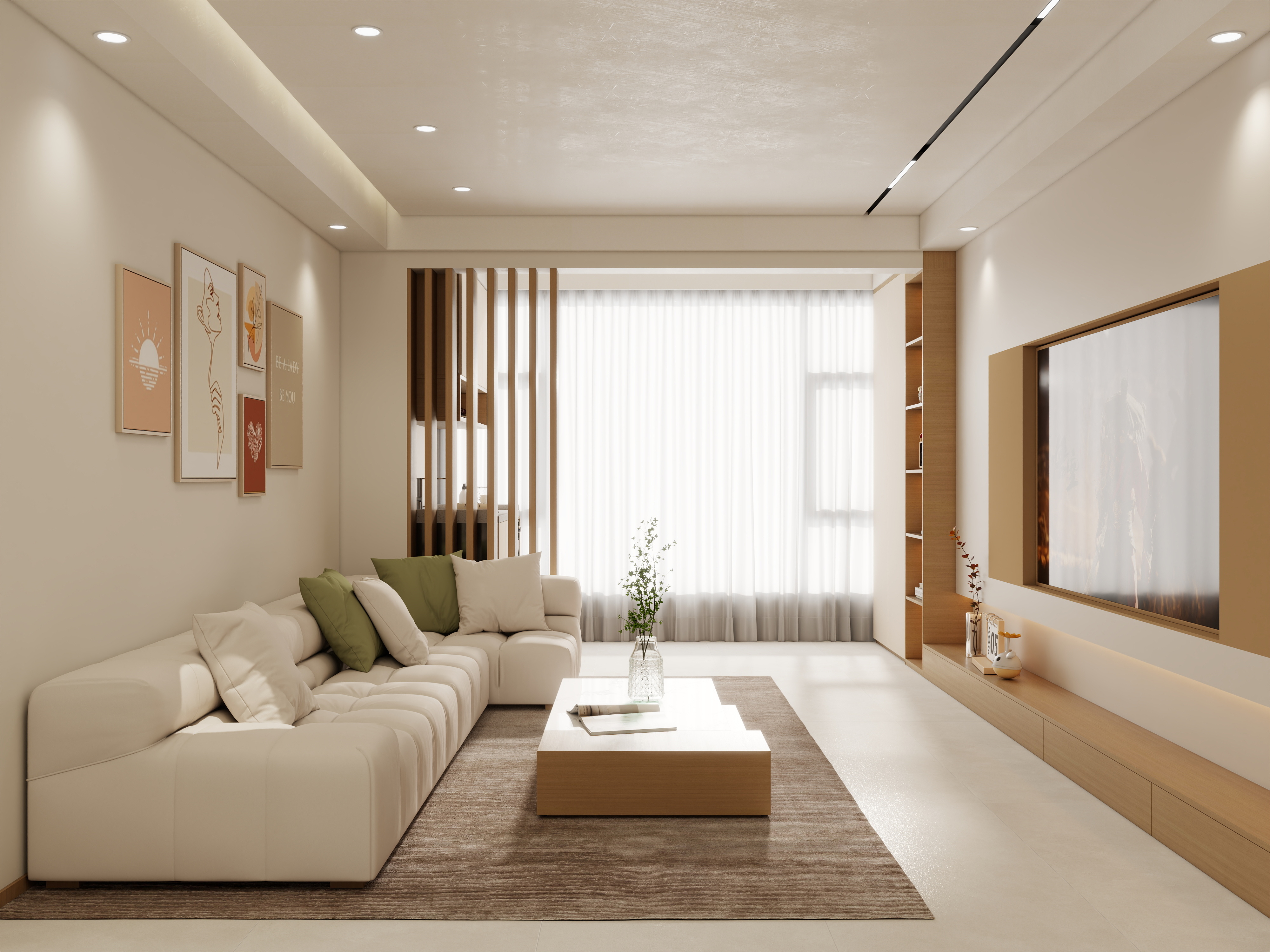 壹诺设计工作室-105㎡3室-奶油风-装修设计方案