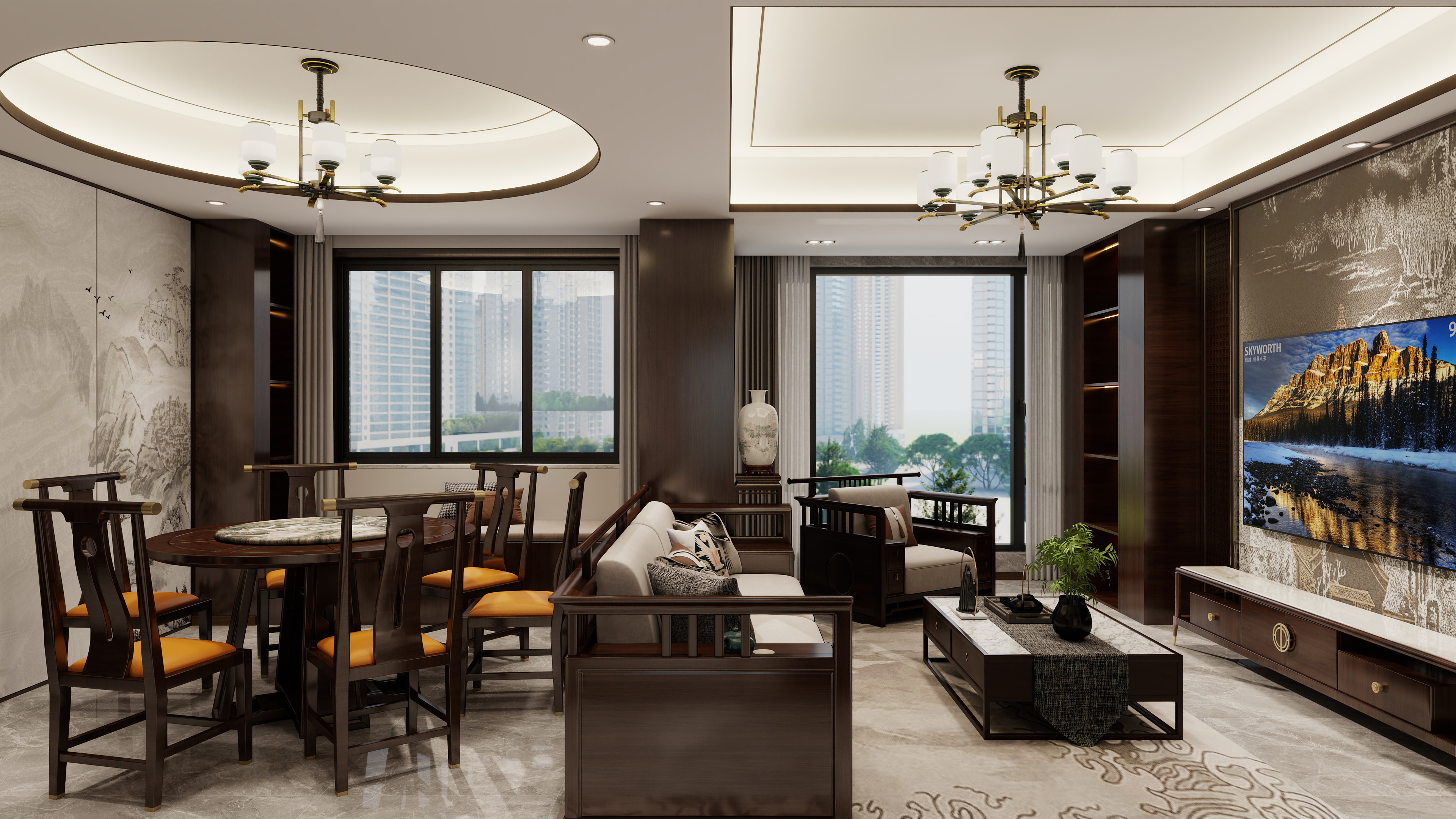 Designer飞-129平三室中式设计-装修设计方案