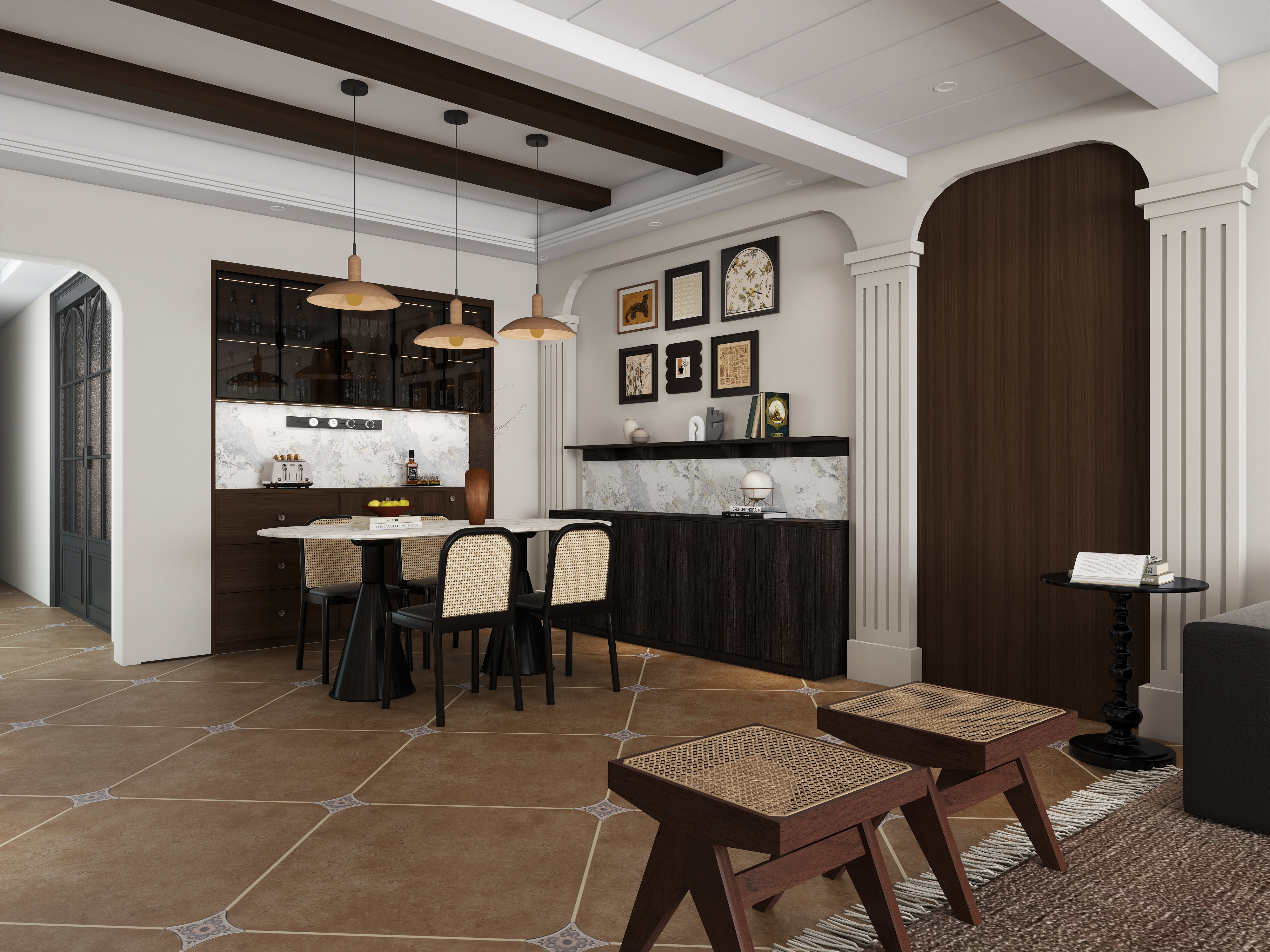 许森林-中通世纪132户型-中古风-装修设计方案