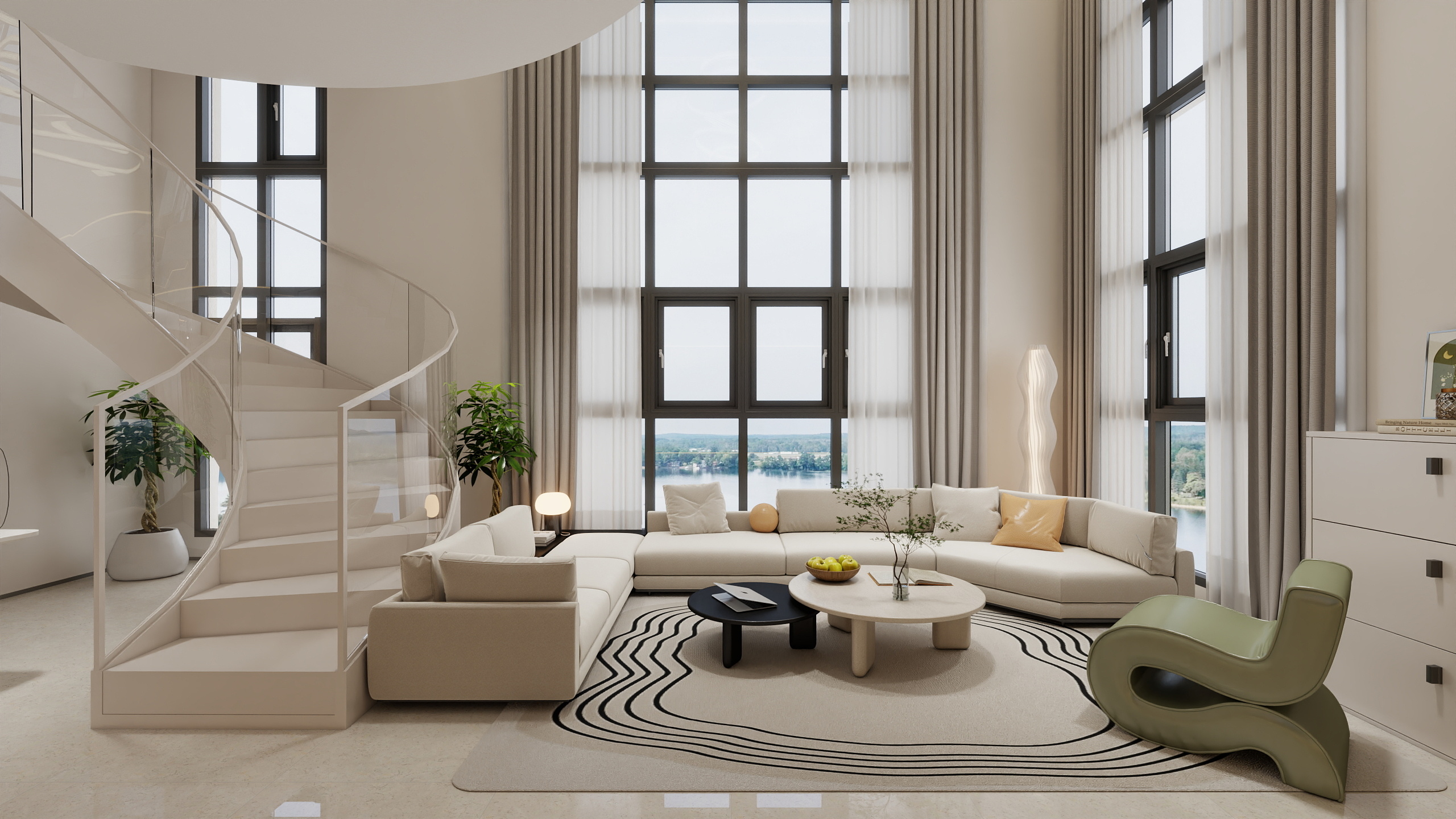 欧阳雪健-现代奶油风-三层别墅-装修设计方案