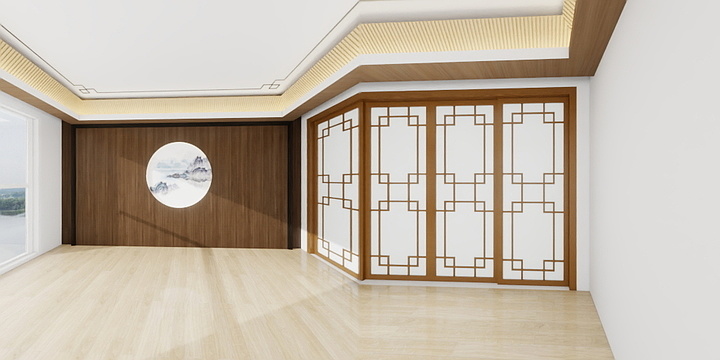 丁振华-新中式-木格栅吊顶-装修设计方案