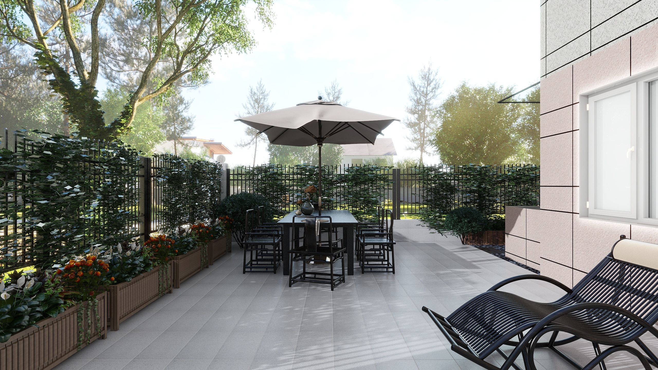 设计师玉京子-锦城迎宾府16栋花园装修效果图