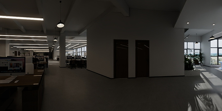 罗福居全案设计-新块办公室大厅工作区-装修设计方案