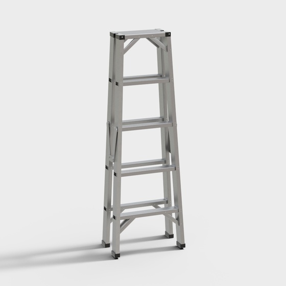 Industrial Gray Ladder 3D Model for Practical Use