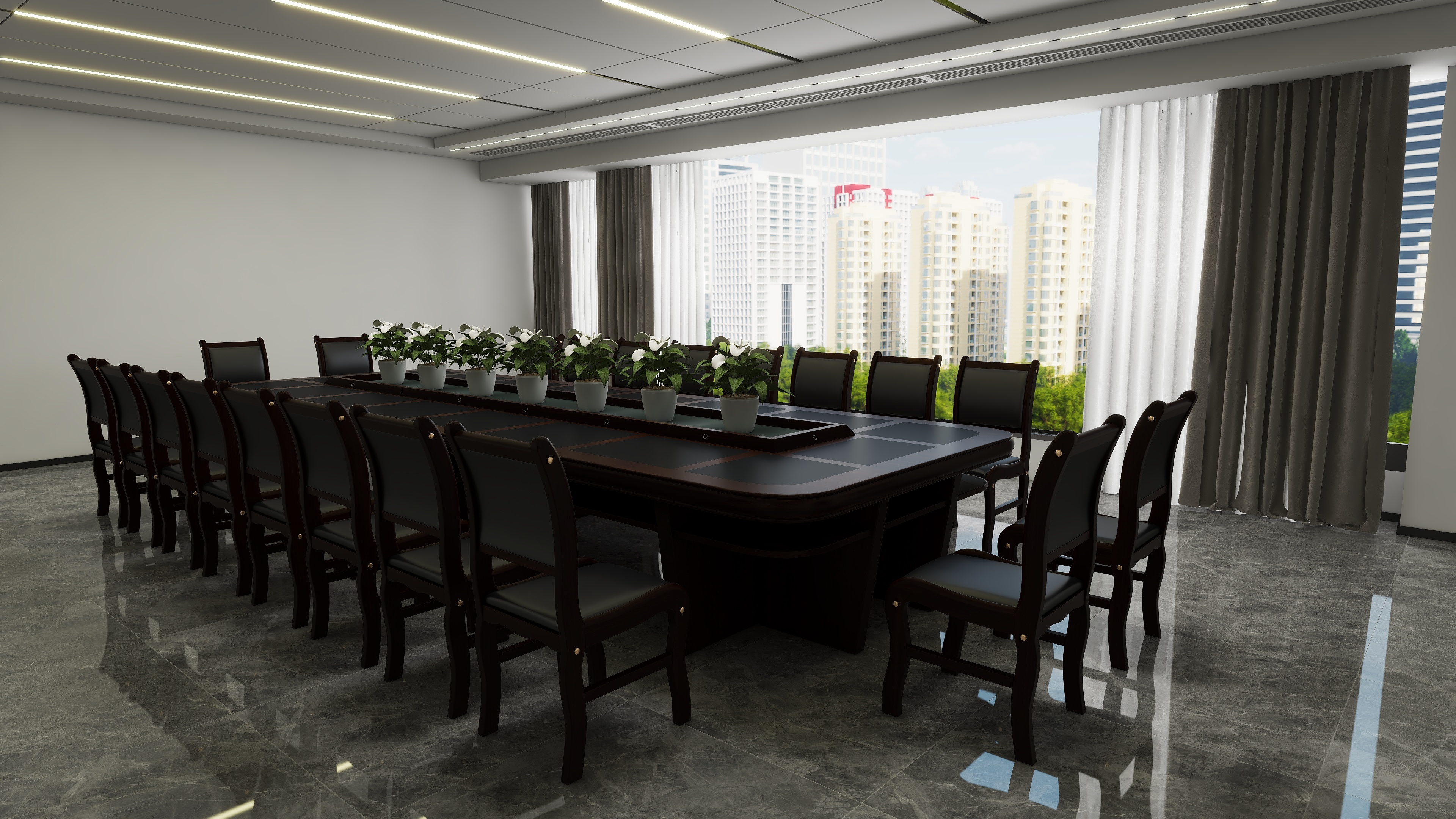 泽凡设计_-办公室-02-6.7m×8.6m-会议室-02-装修设计方案