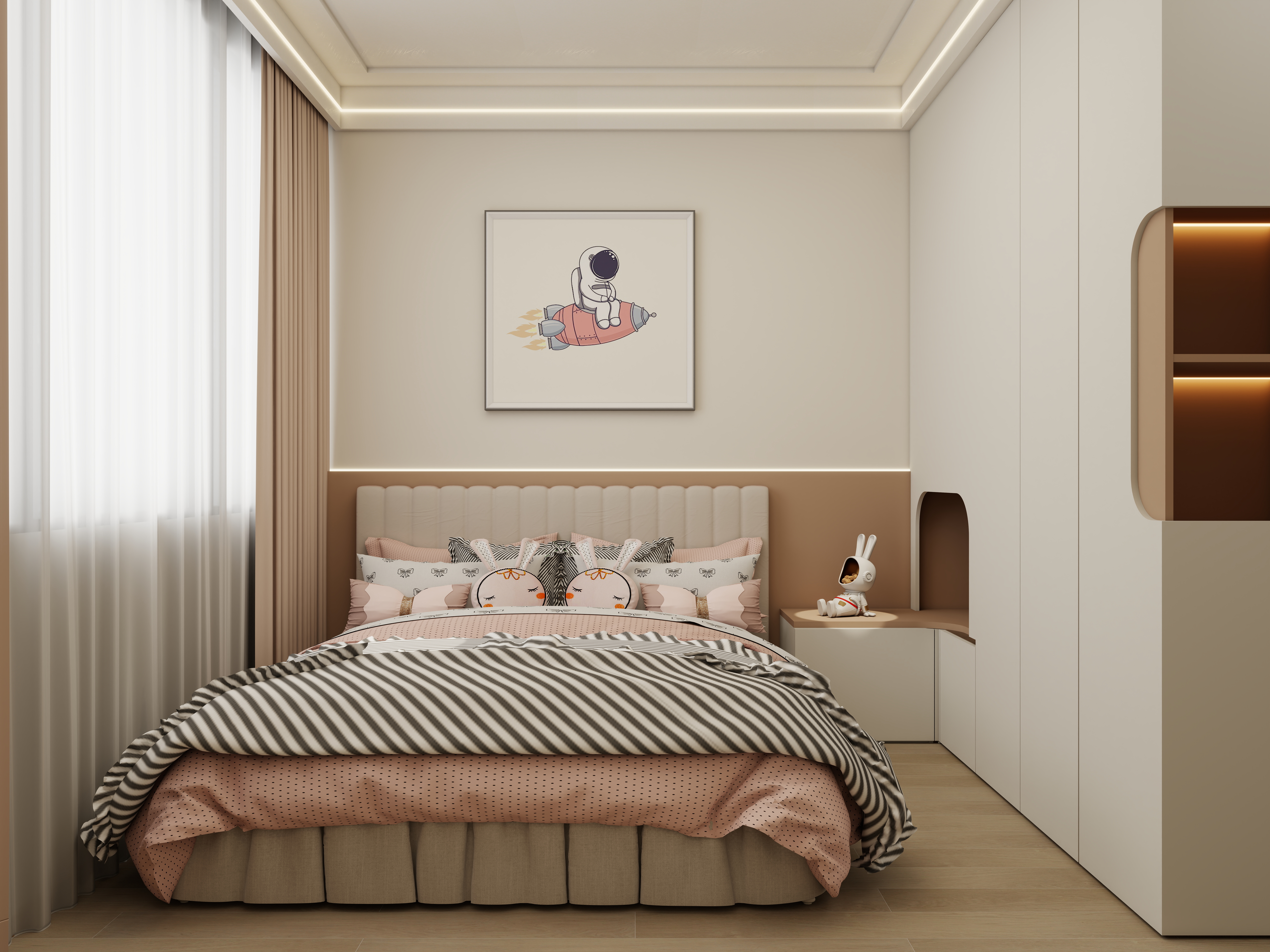 壹诺设计工作室-117㎡3室-原木风 一层儿童房装修效果图第2张