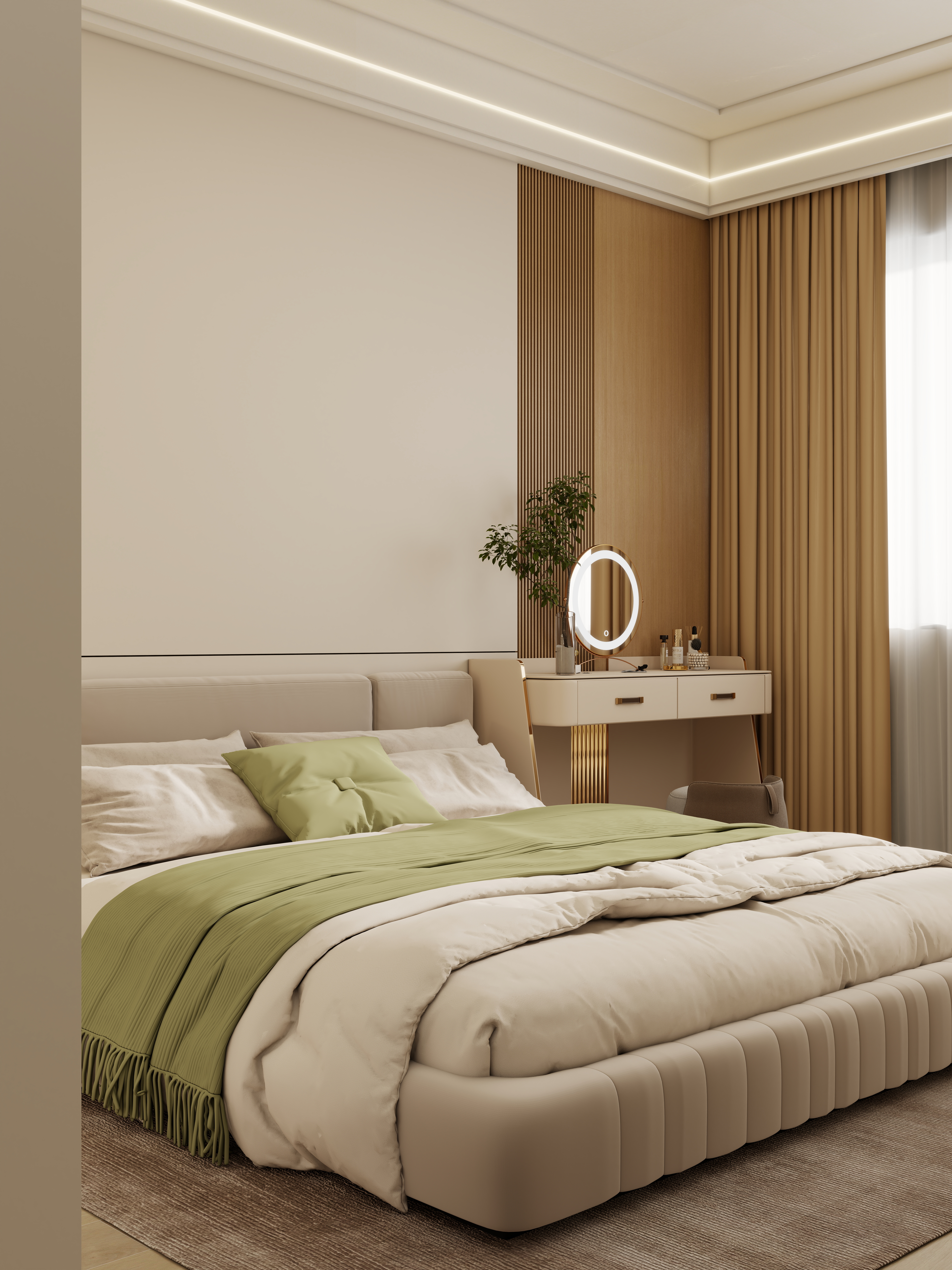 壹诺设计工作室-117㎡3室-原木风 一层主卧装修效果图第1张