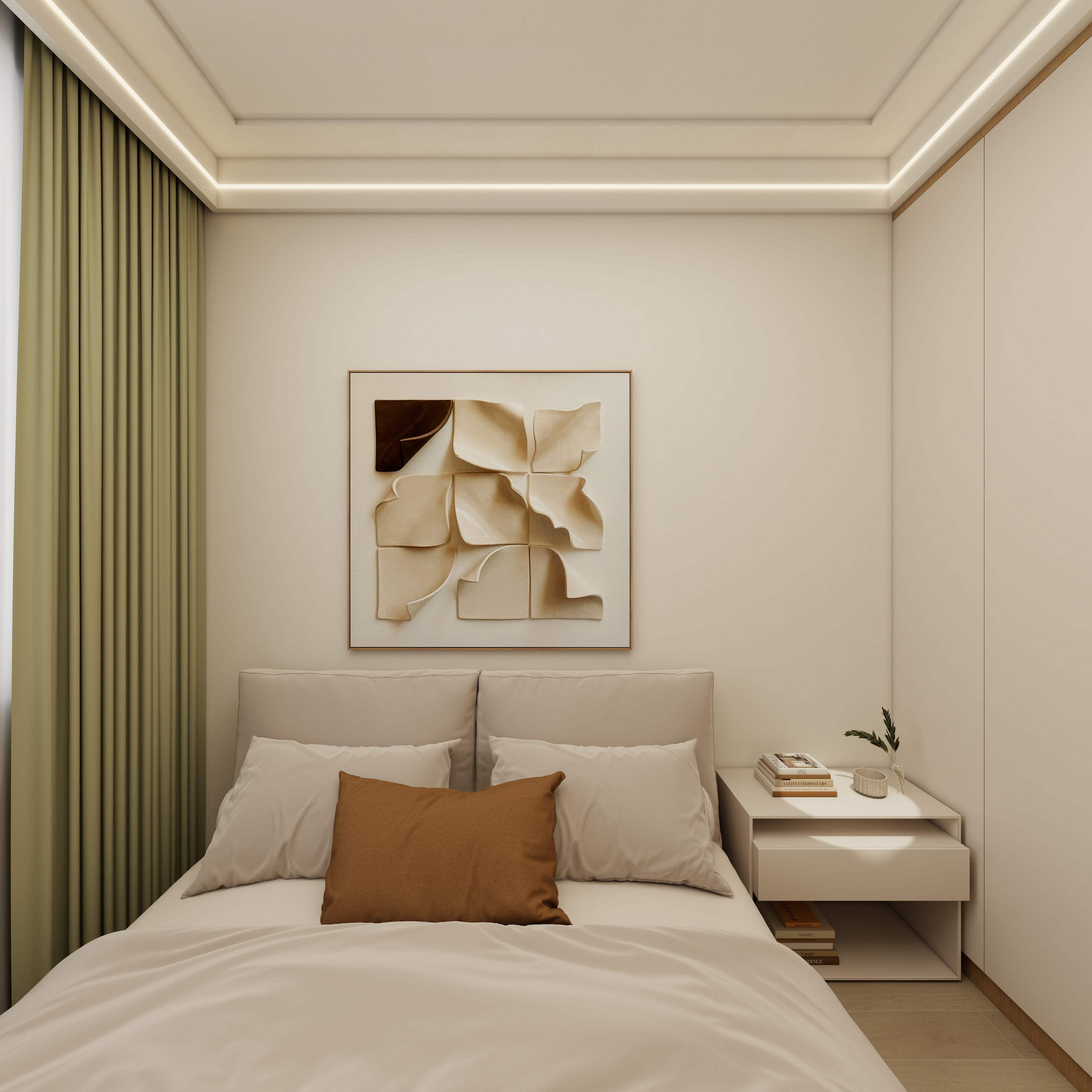 壹诺设计工作室-117㎡3室-原木风 一层次卧装修效果图第3张