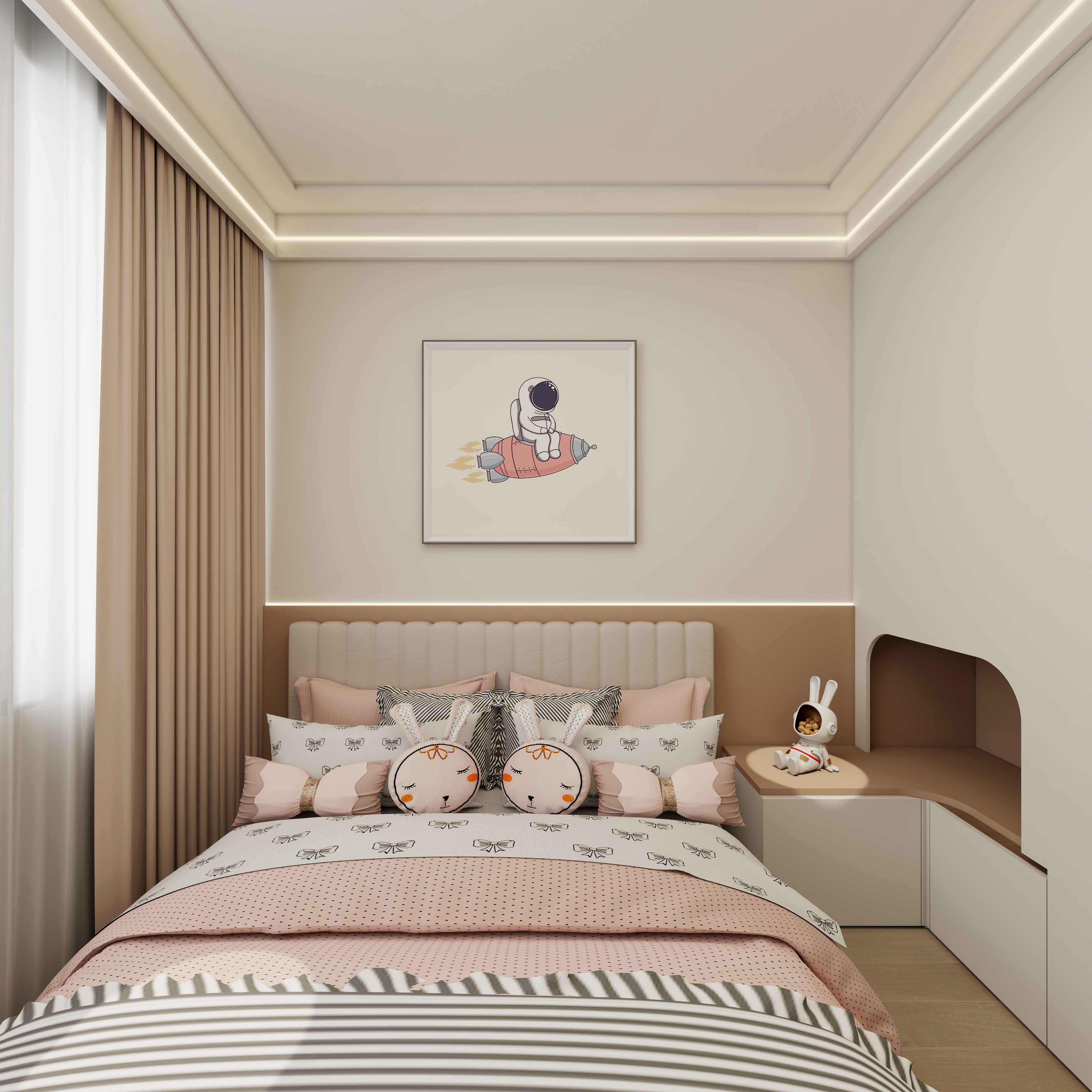 壹诺设计工作室-117㎡3室-原木风 一层儿童房装修效果图第3张