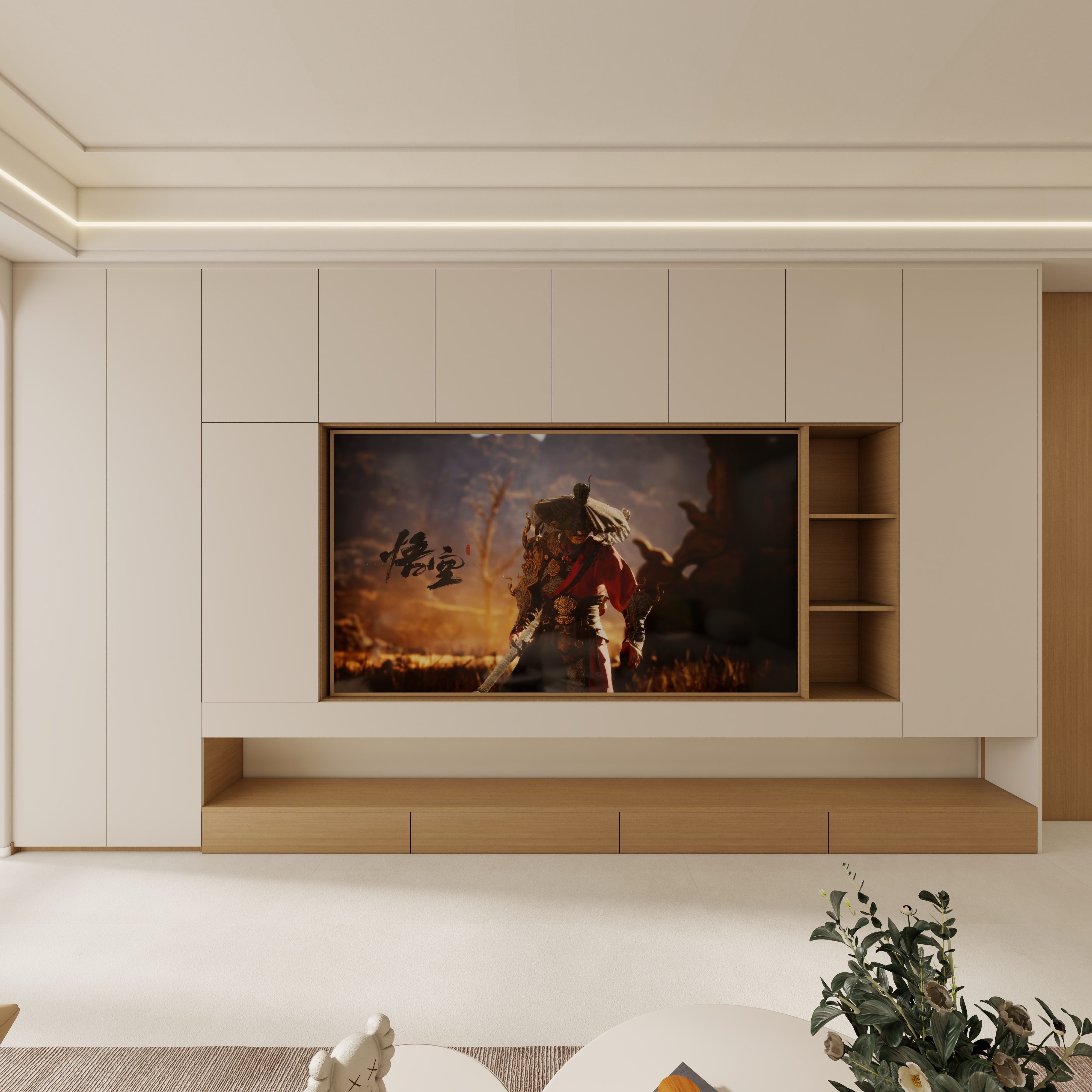 壹诺设计工作室-117㎡3室-原木风 一层客餐厅装修效果图第4张