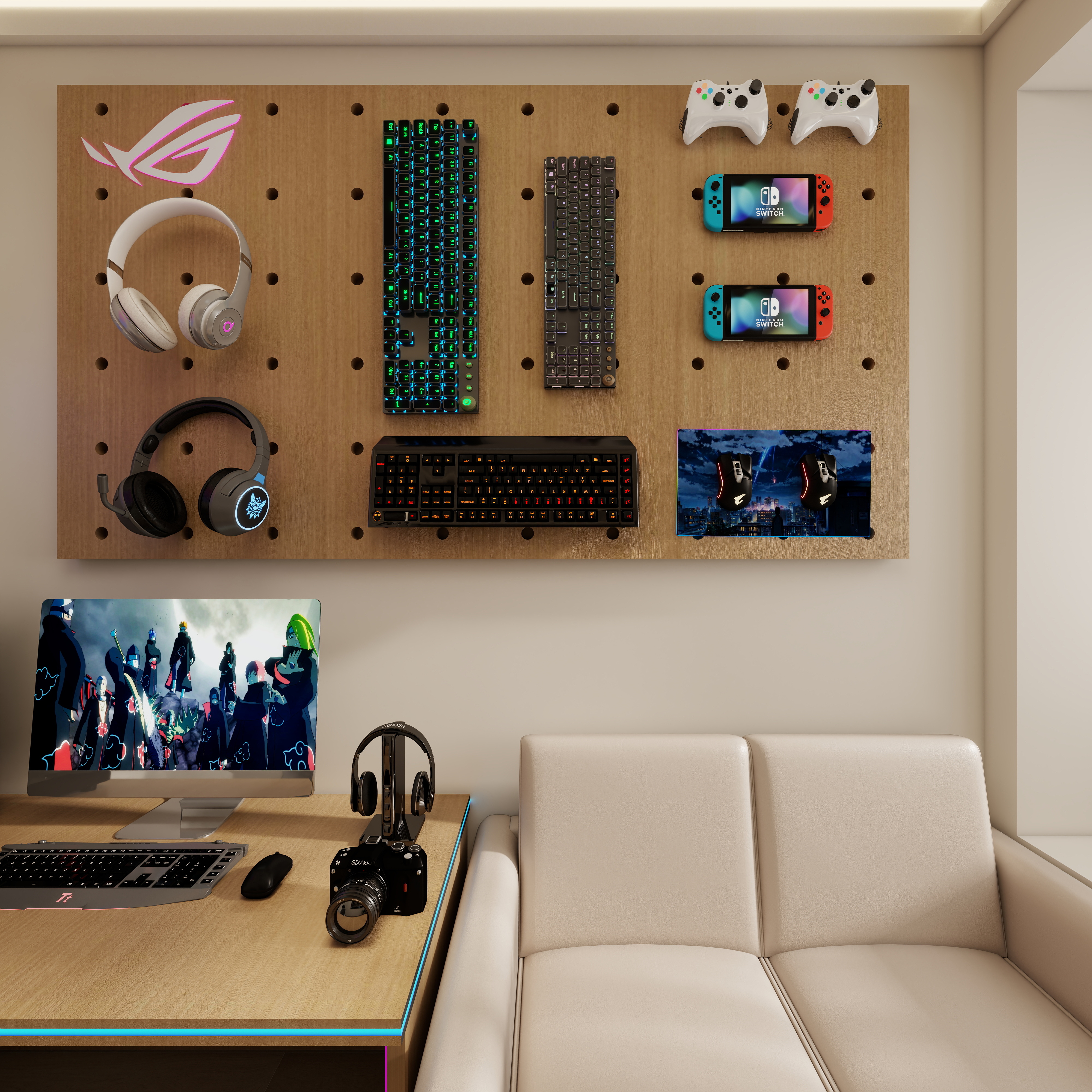 壹诺设计工作室-117㎡3室-原木风 一层电竞装修效果图第3张